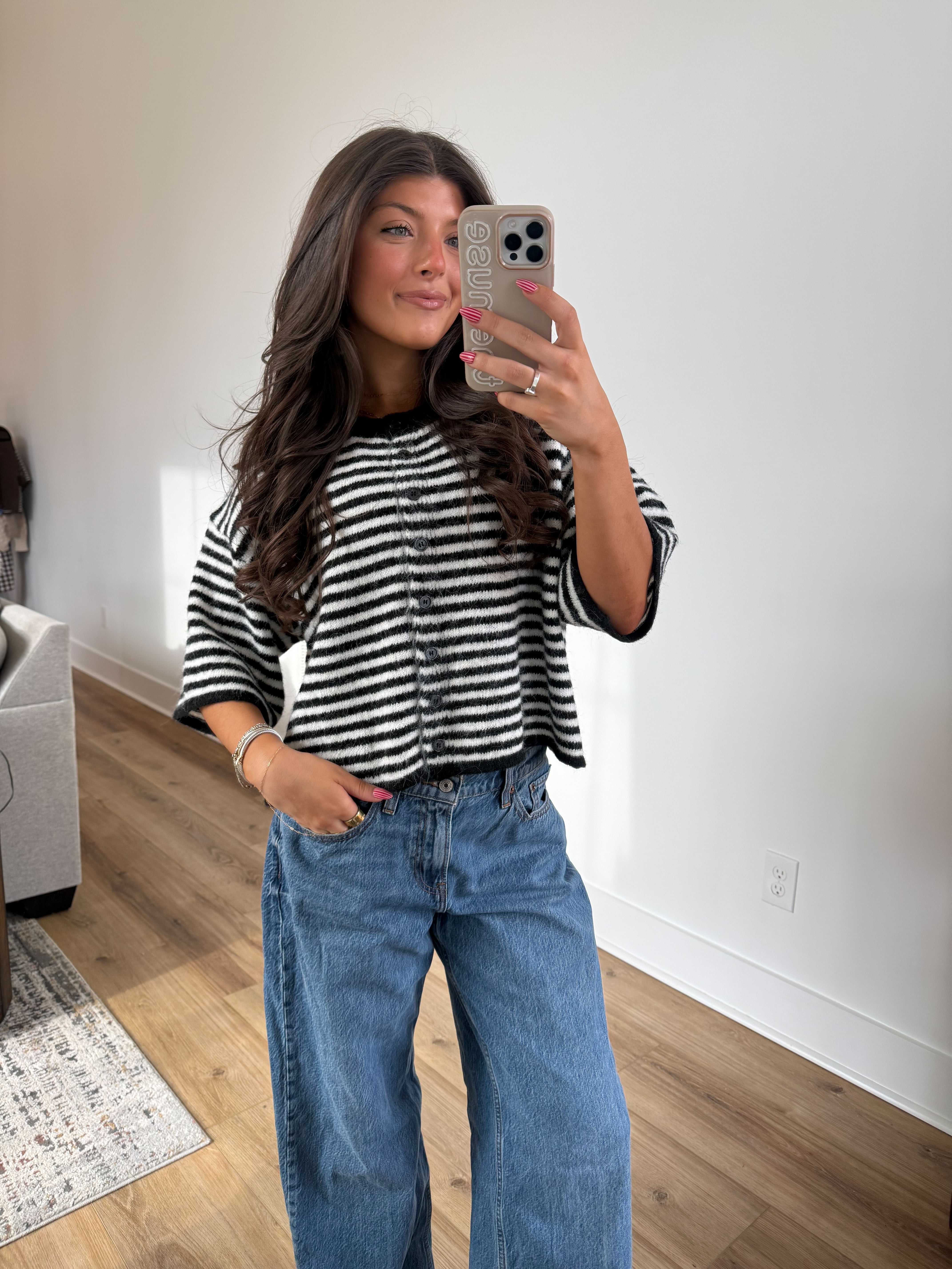 The Cloud Cardi (Black Stripe)