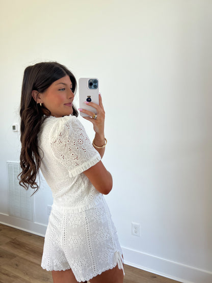 Summer Eyelet Shorts Set