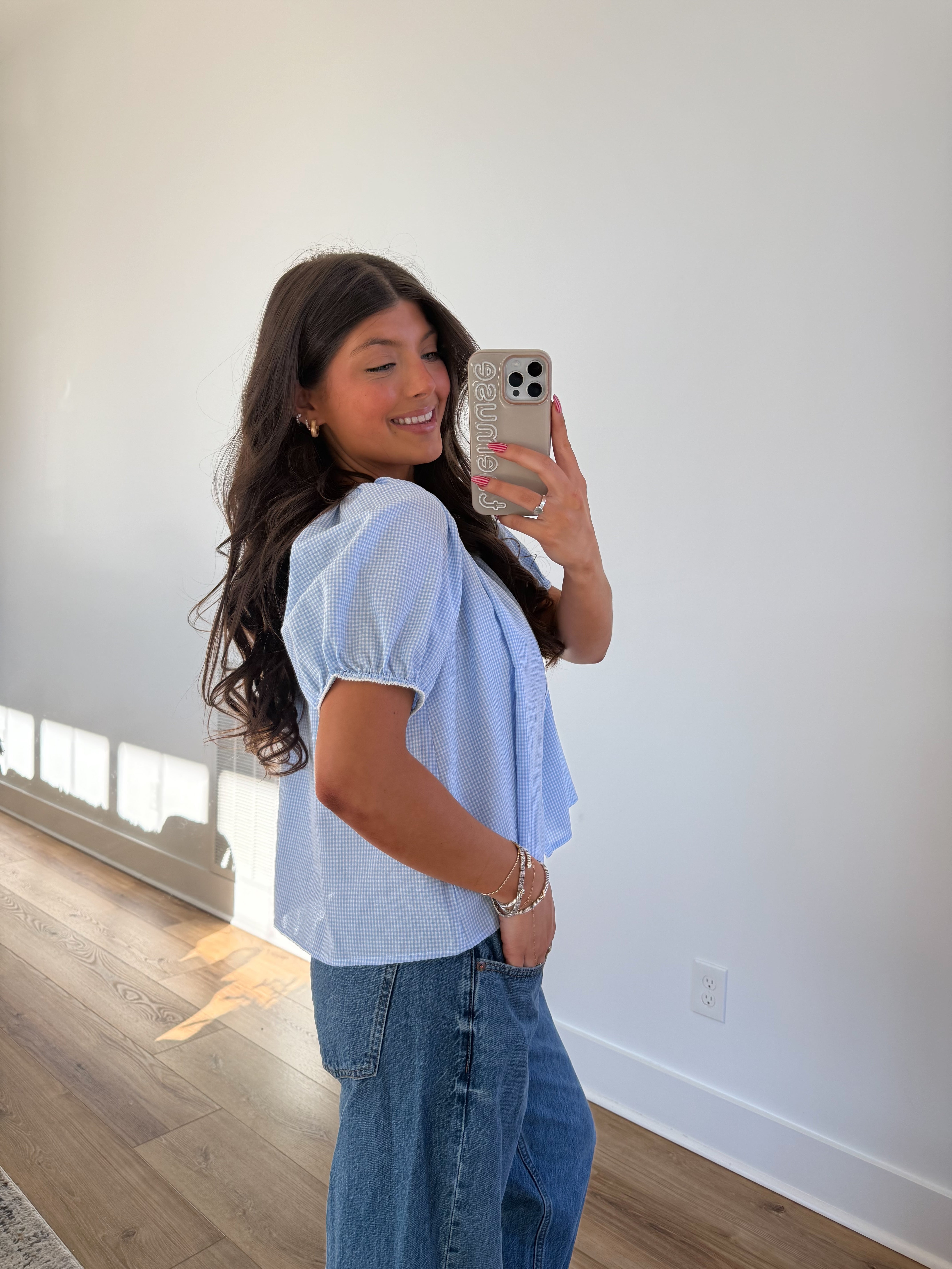 Gingham Button Top (Restock)