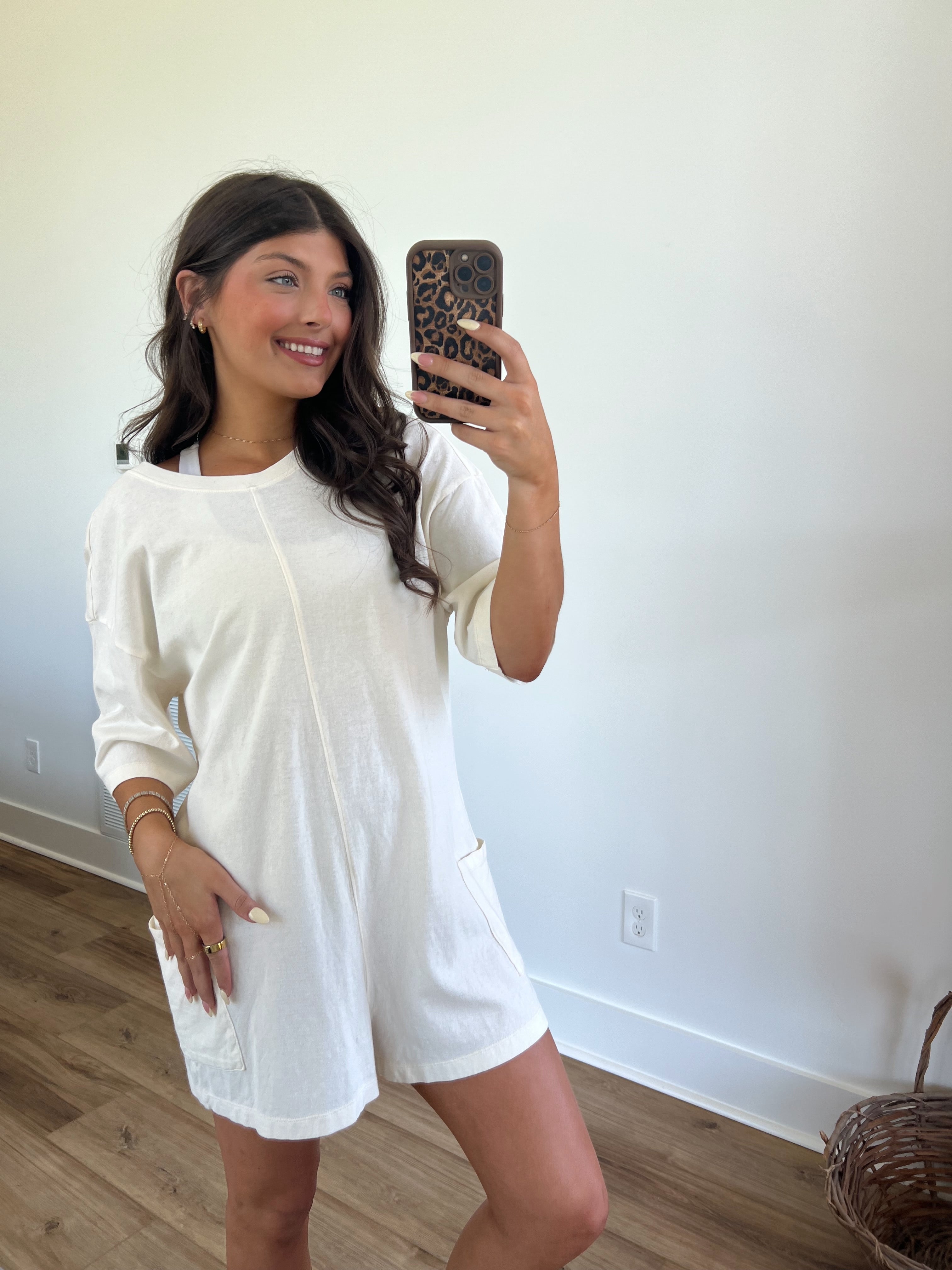 Oversized Tee Romper (Ivory)