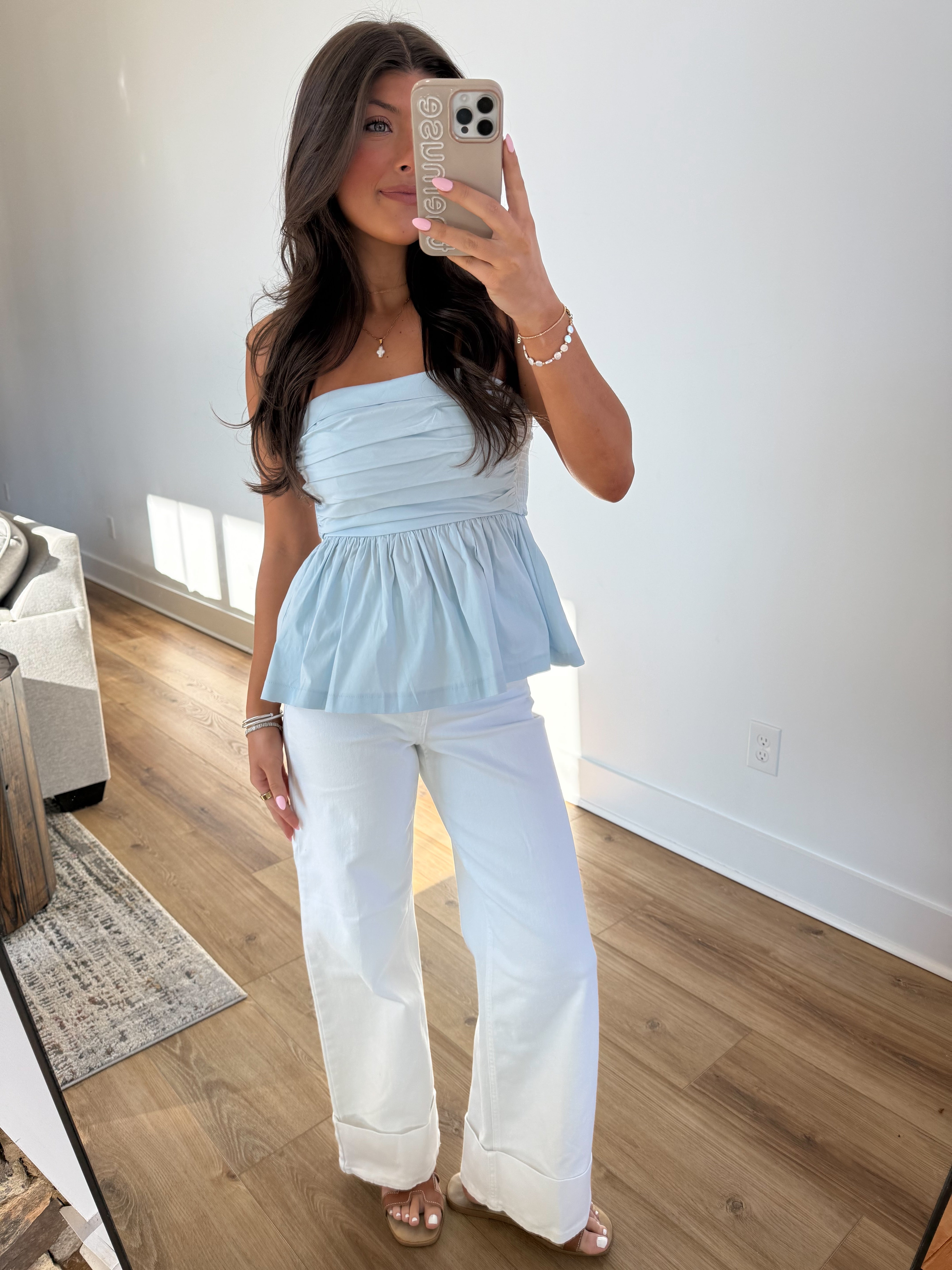The Nantucket Strapless Top (Sky Blue)