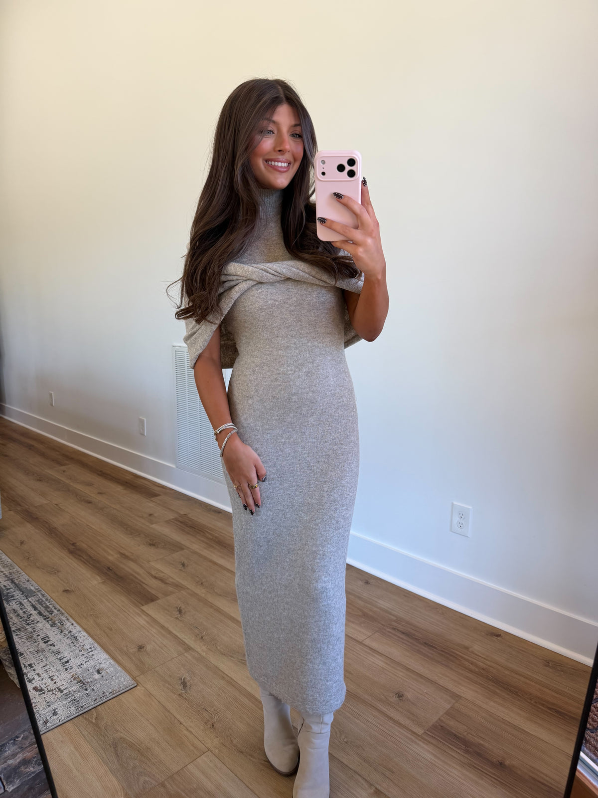 Eloise Shawl Knit Midi Dress