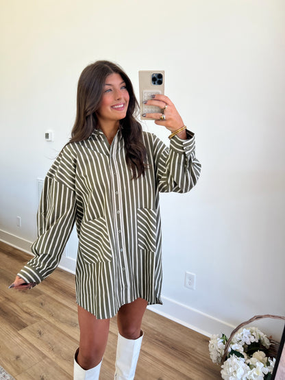 Green Stripe T-Shirt Dress