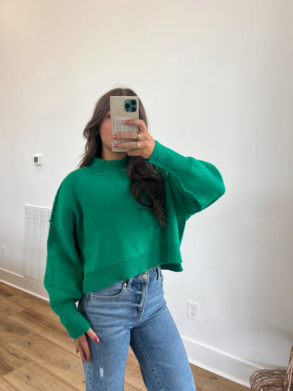 Green Cropped Sweater