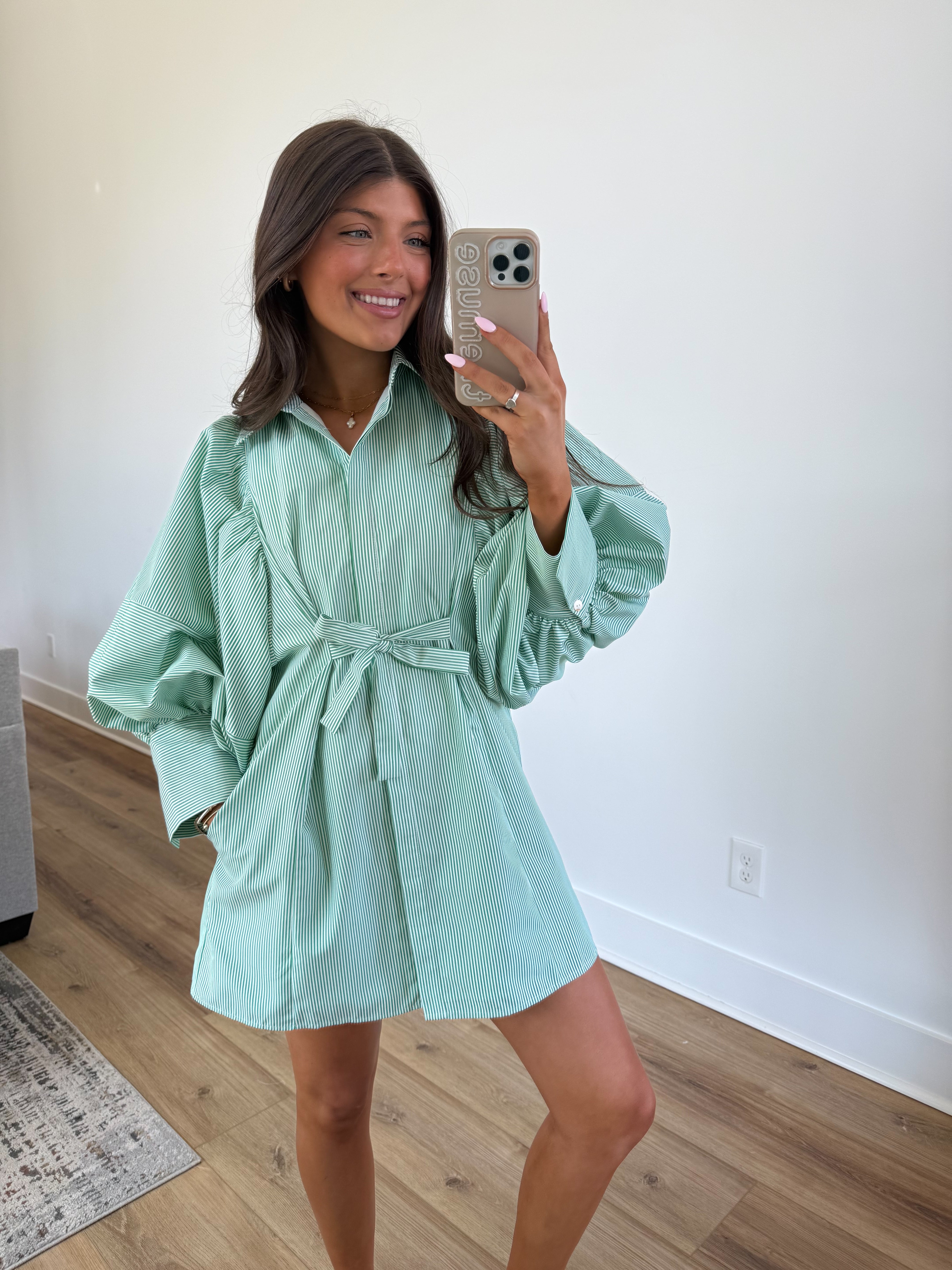 Sunday Morning Dress (Green Stripes)