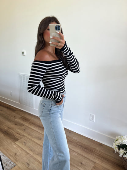 Stripe Off The Shoulder Top