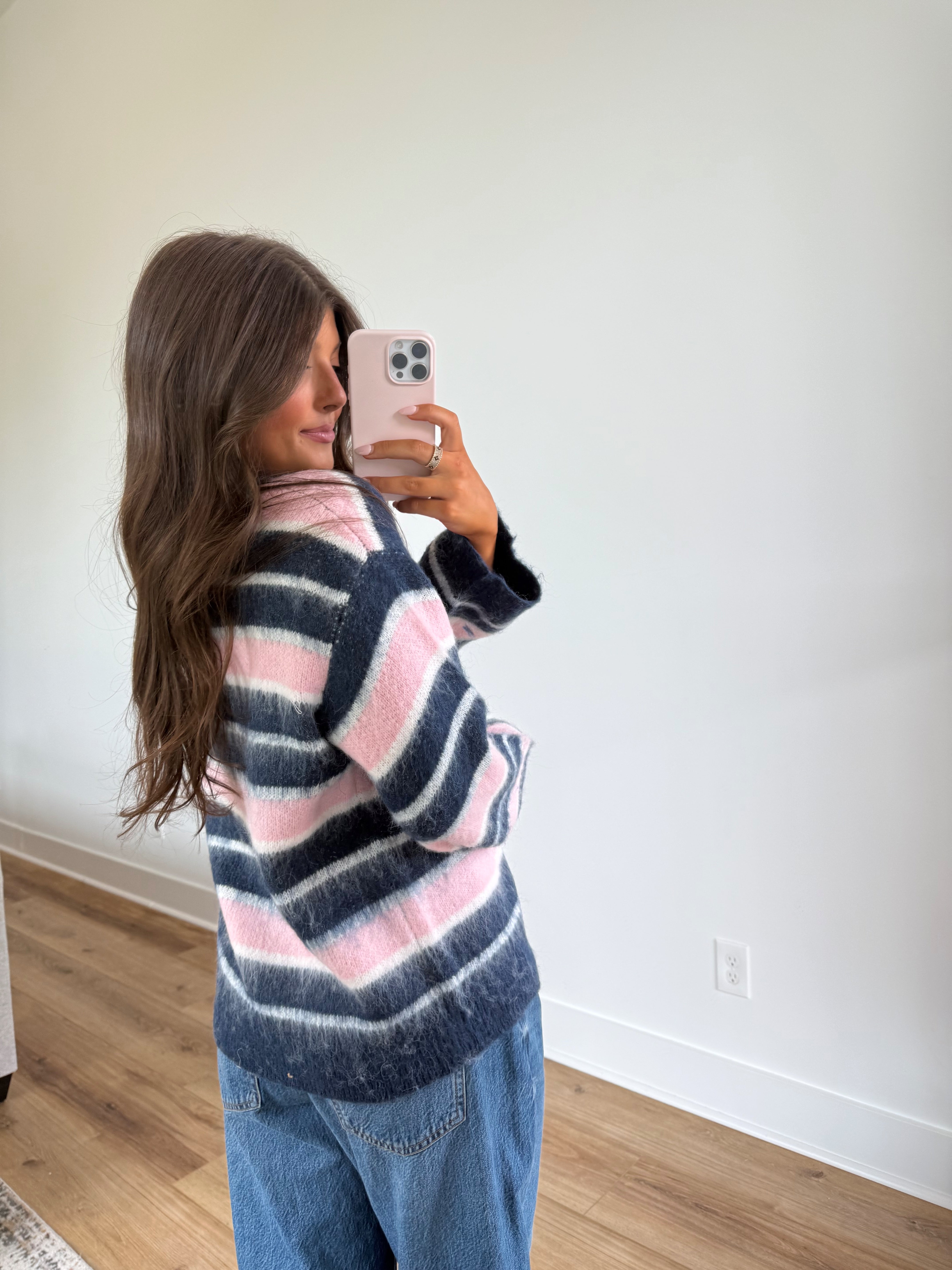 Blush Navy Cozy Cardigan