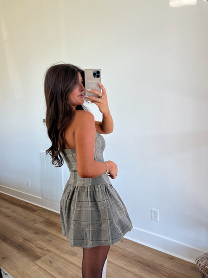 Christmas Plaid Drop Waist Mini Dress