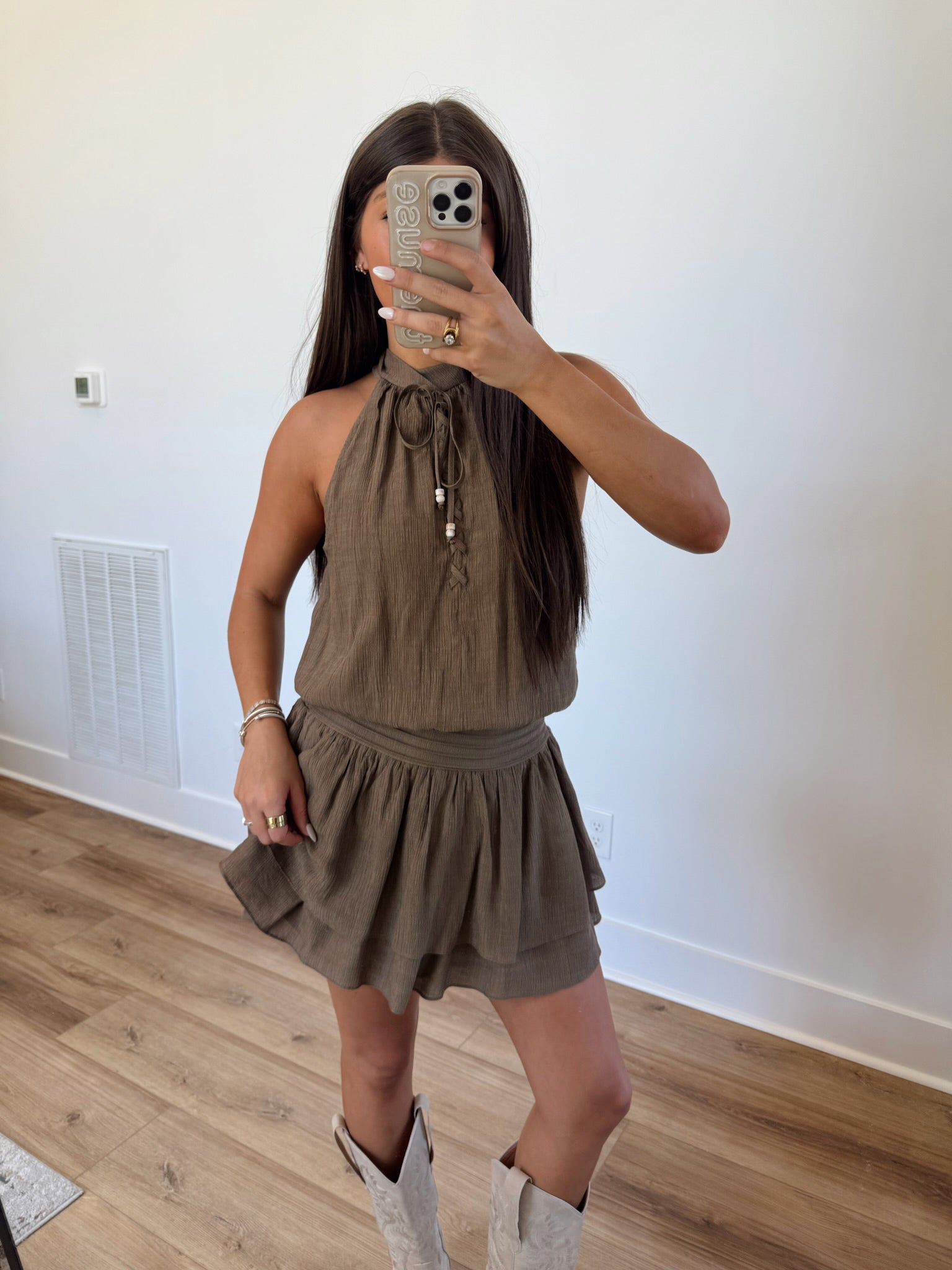 Bronze Halter Dress