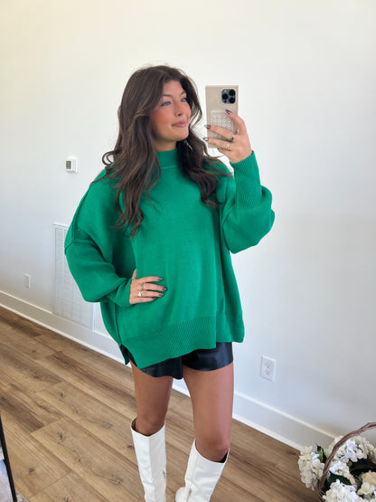 Kelly Green Essential Oversized Cozy Knit Sweater