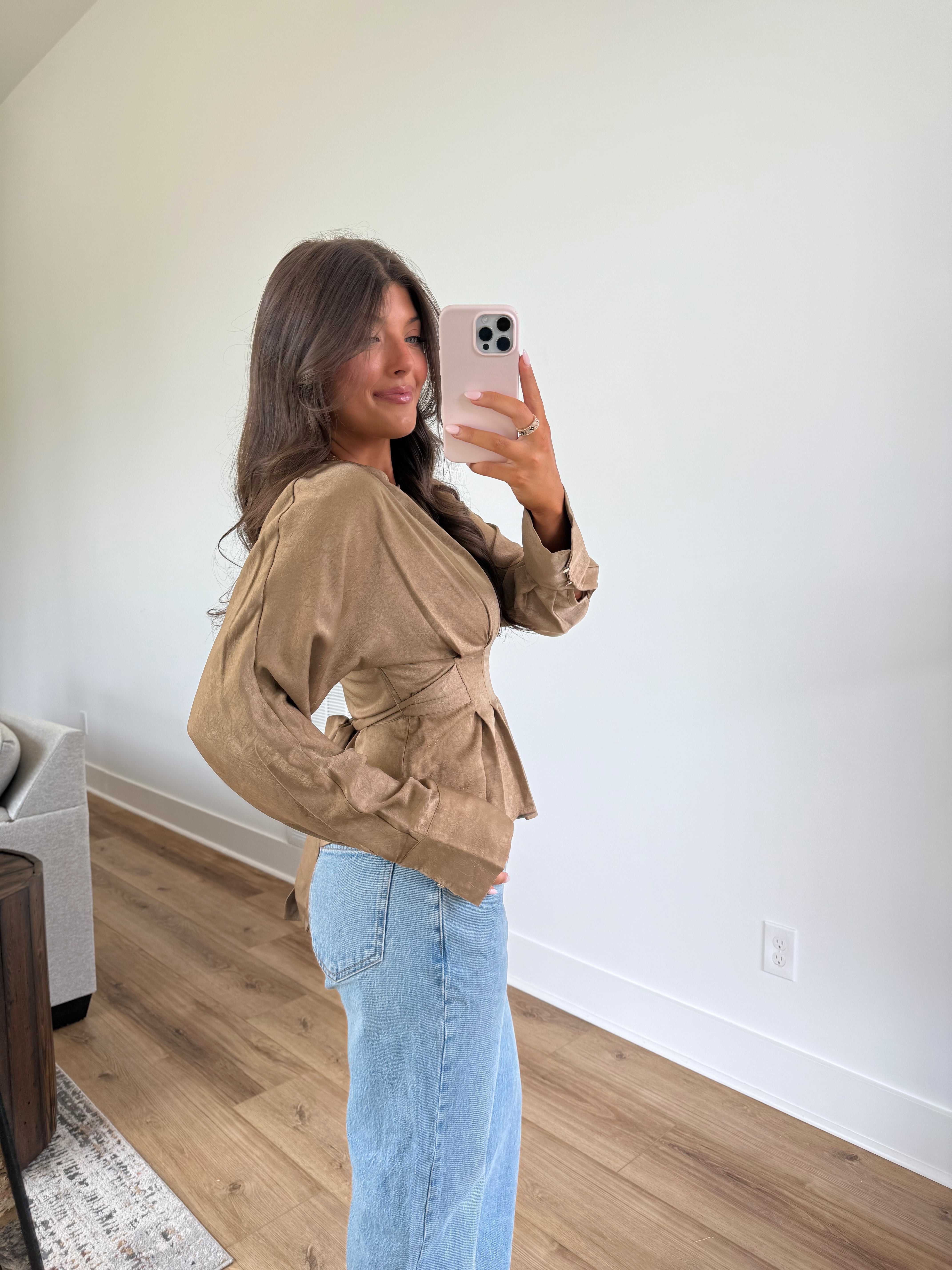 Amber Silk Top (Taupe)