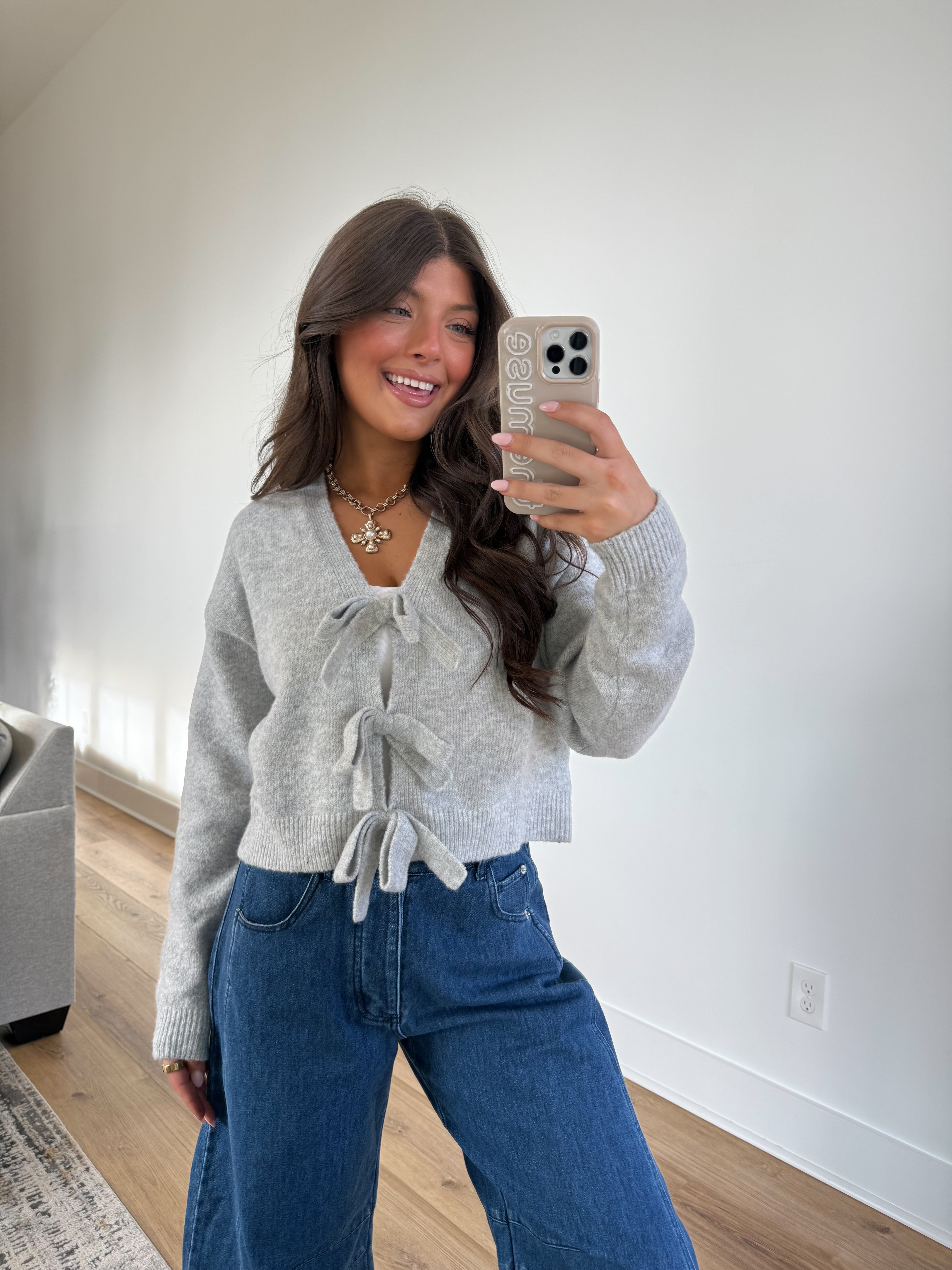 Lillian Bow Sweater (Grey)