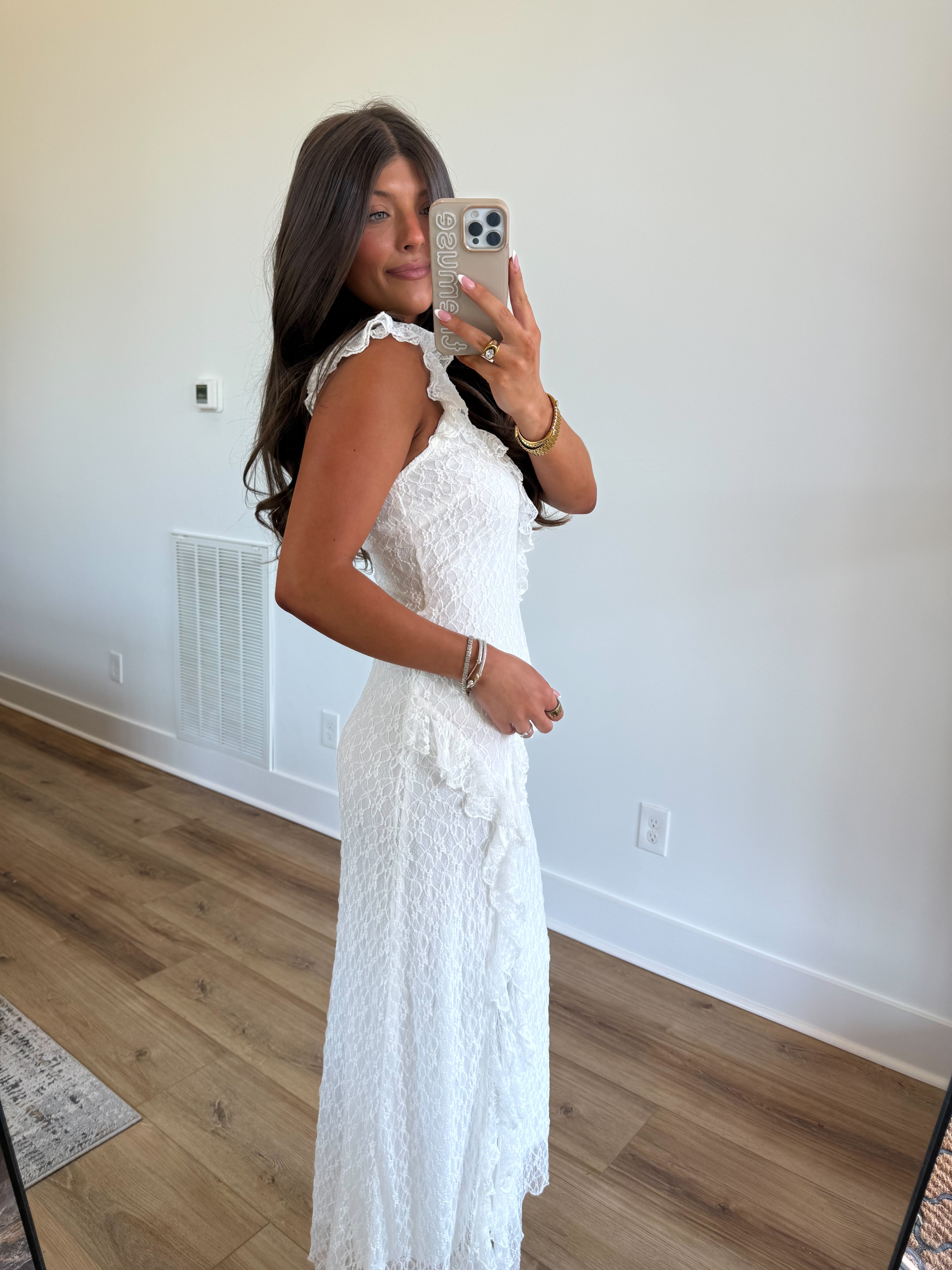 Ruffle Lace Front Maxi