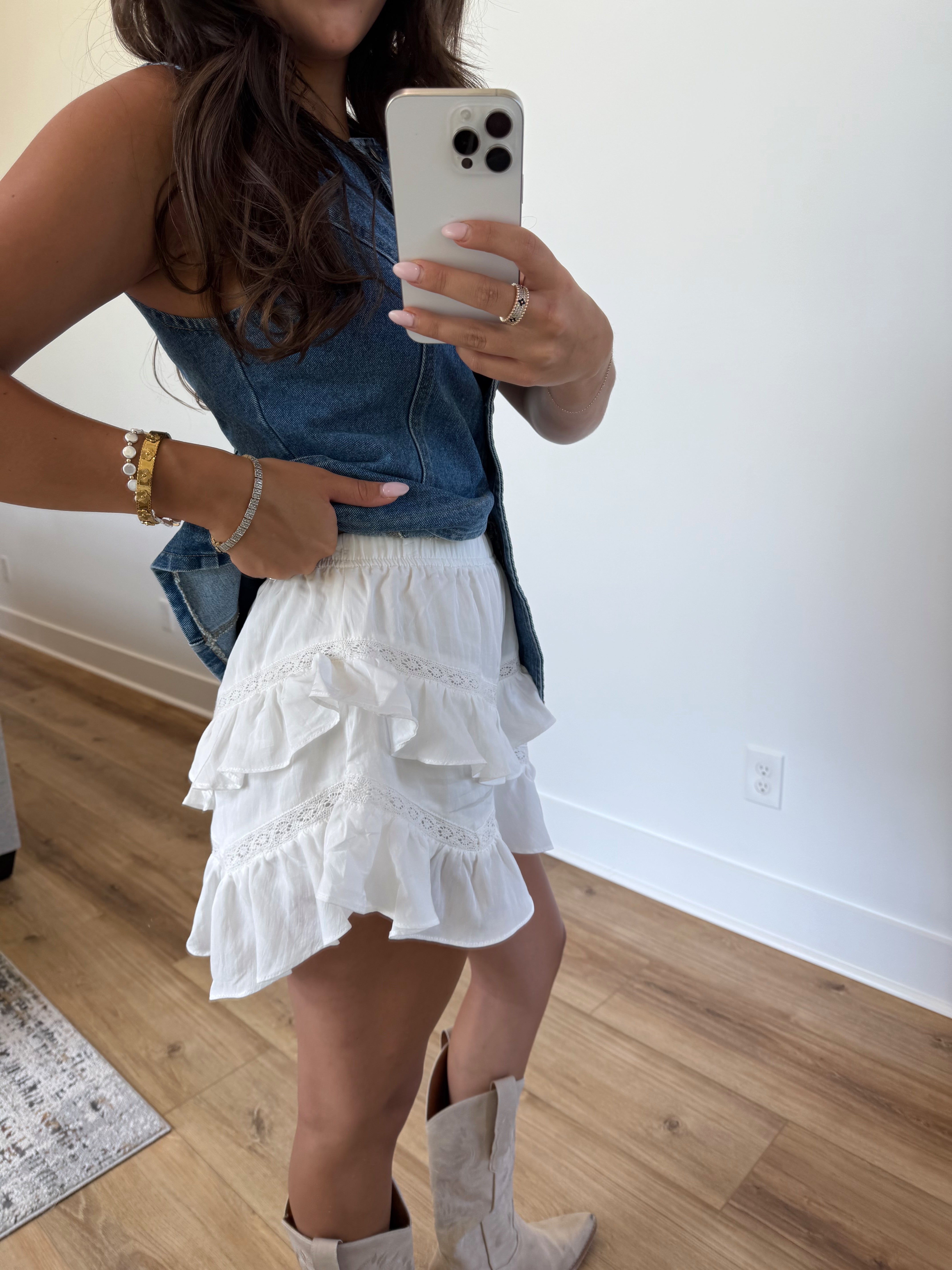 White Ruffle Lace Shorts