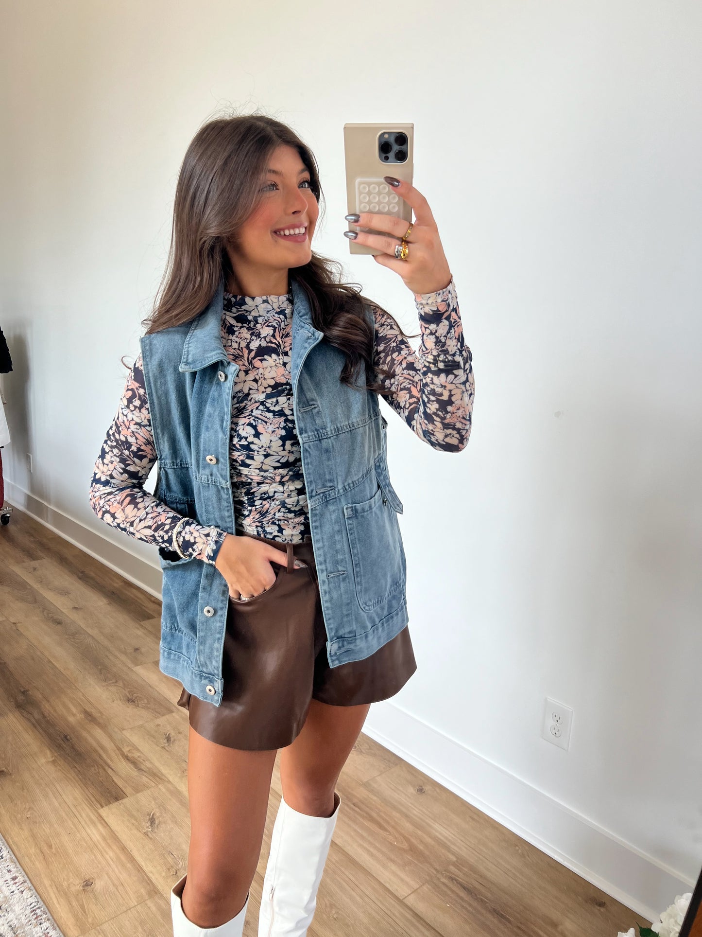 Fall Florals Mesh Ruched Bodysuit