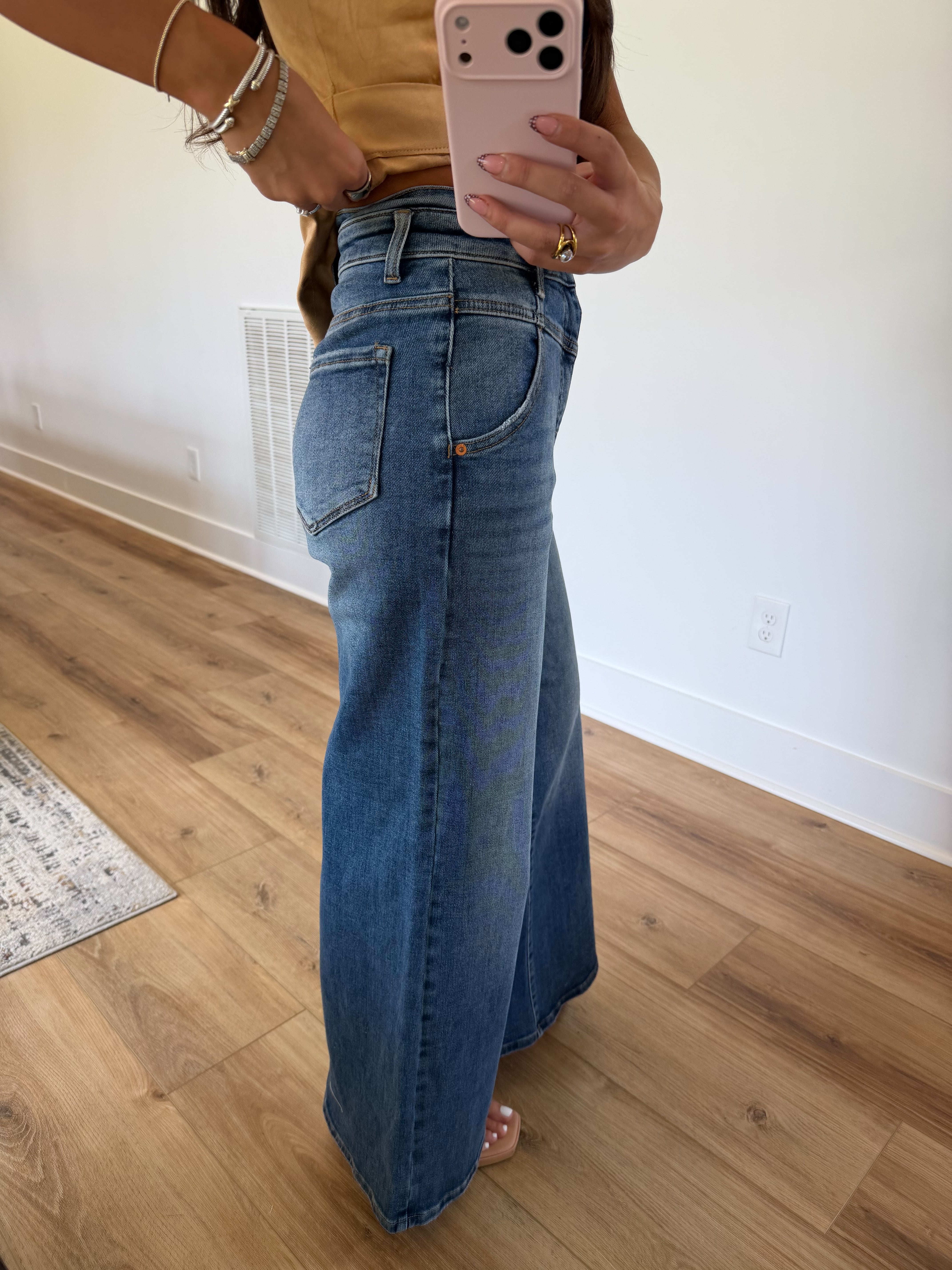 High Waisted Dark Denim Envelope Jeans