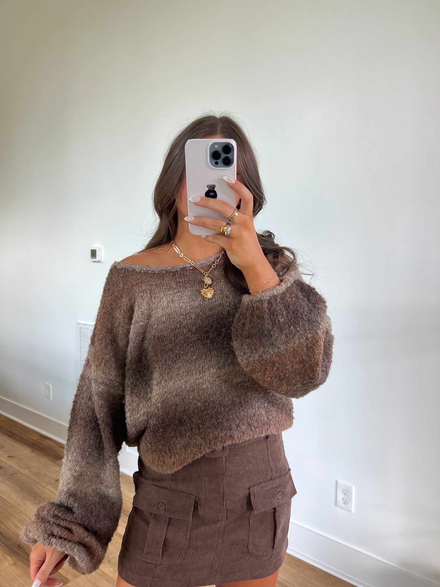 Mocha Ombre Balloon Sleeve Sweater (Restock)