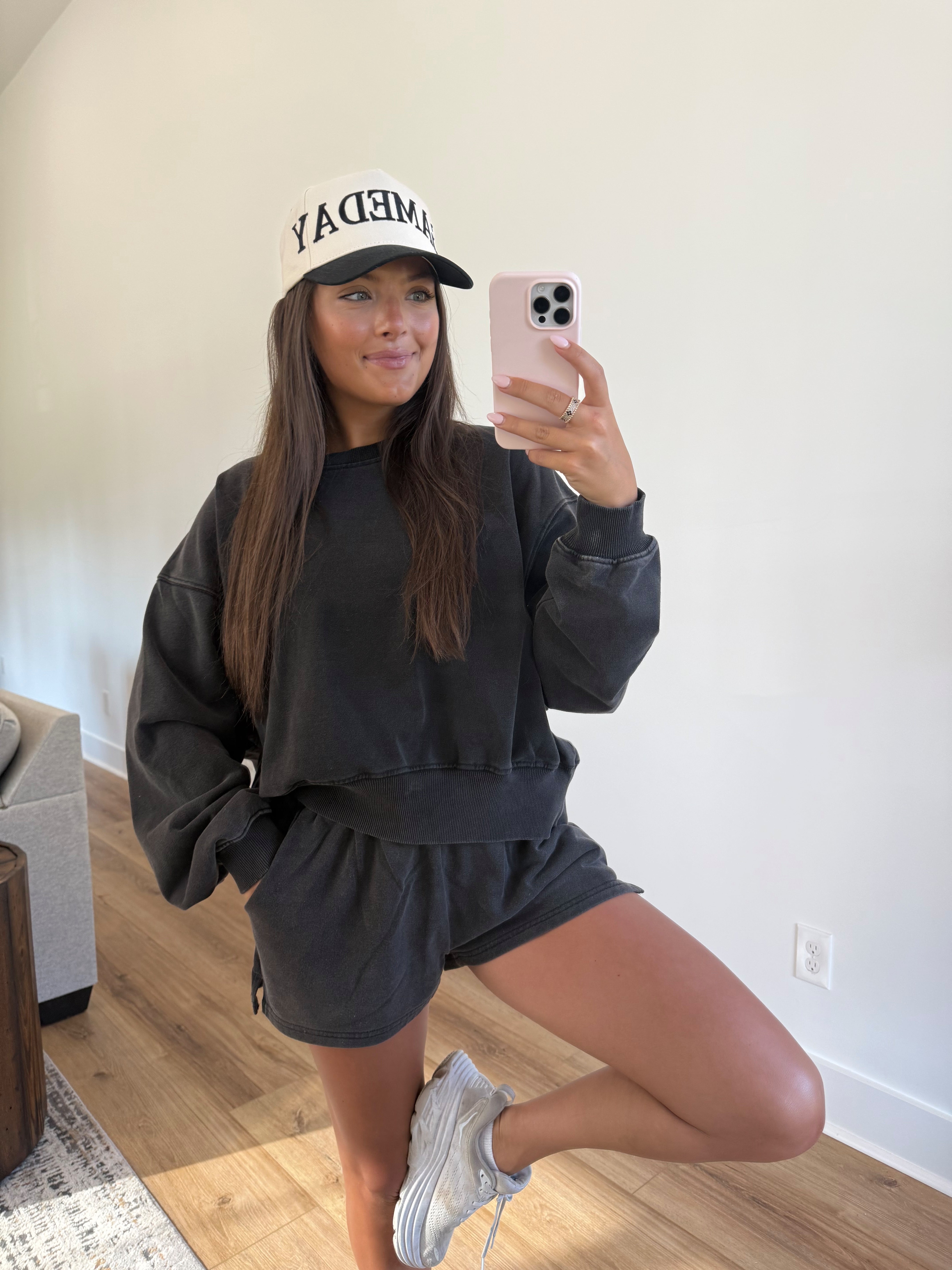 Washed Black Sweatshort Set