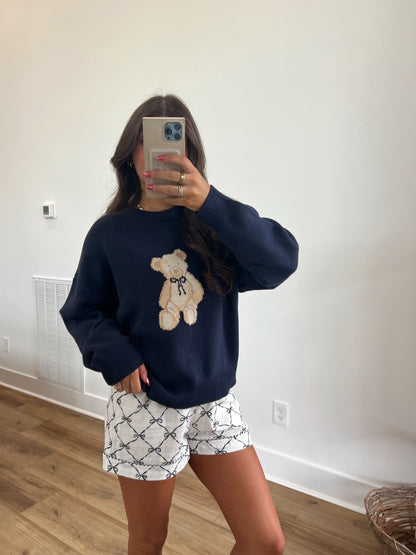 Tate Teddy Sweater (Navy)