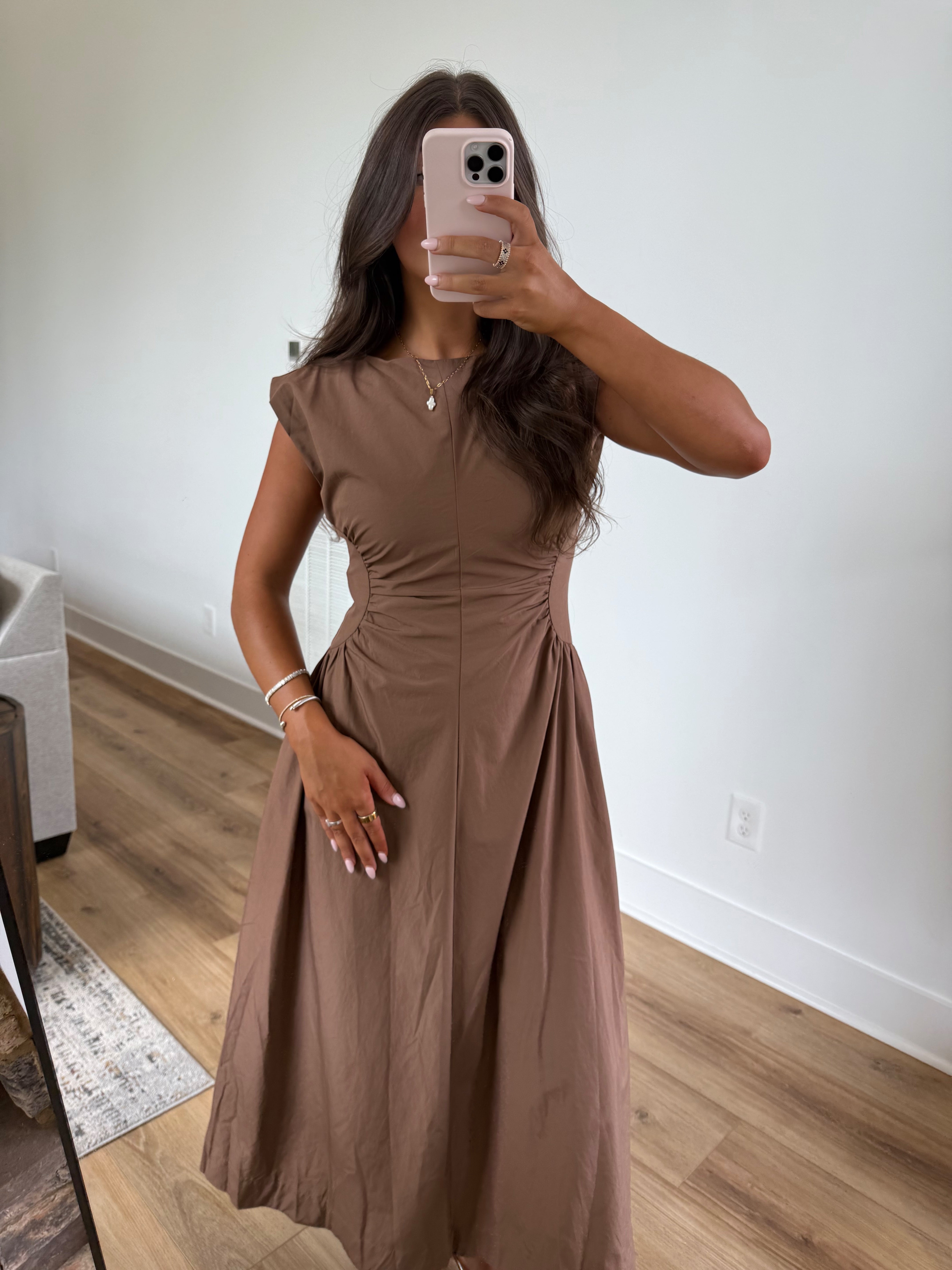 The Sienna Sculpt Dress (Brown)(PRE-ORDER (1-2 week)/ Restock)