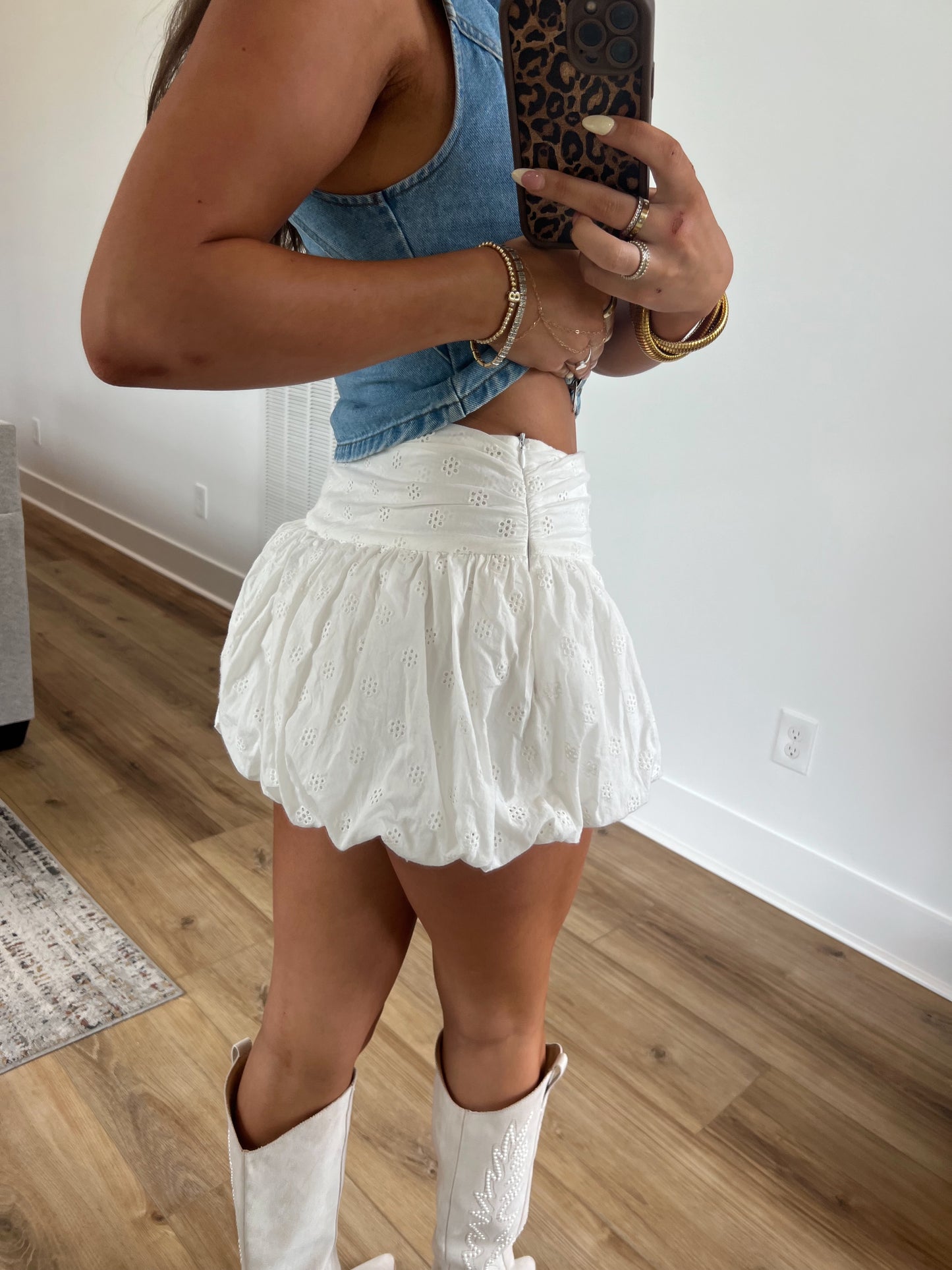 White Eyelet Bubble Skort