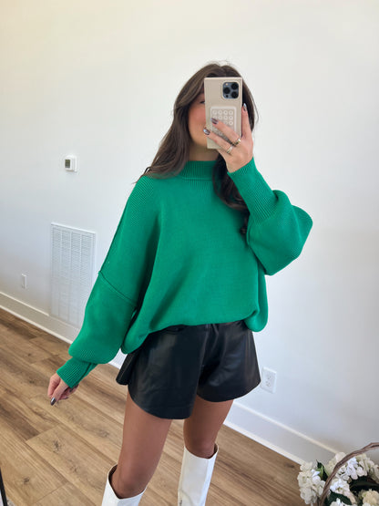 Kelly Green Essential Oversized Cozy Knit Sweater