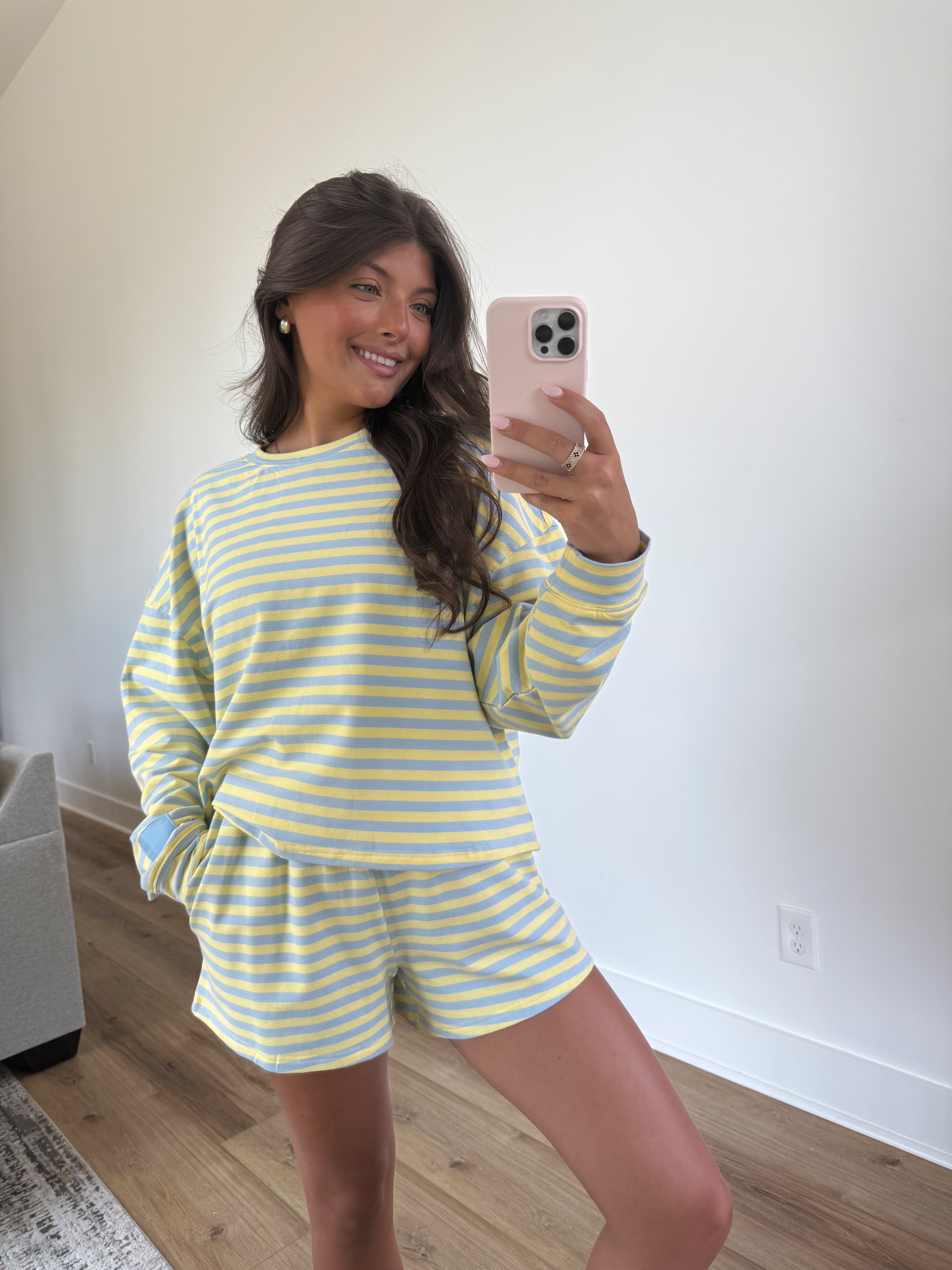 Blueberry Lemon Stripe Shorts Set