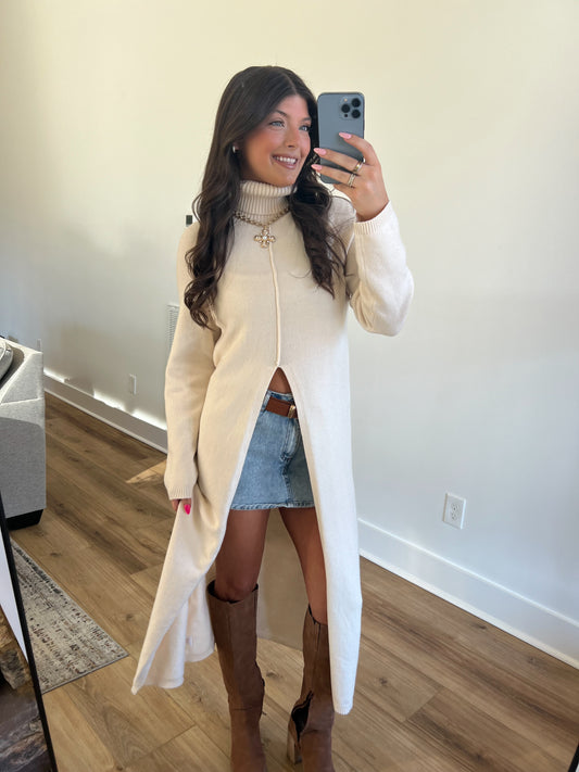 Cream Turtleneck Tunic