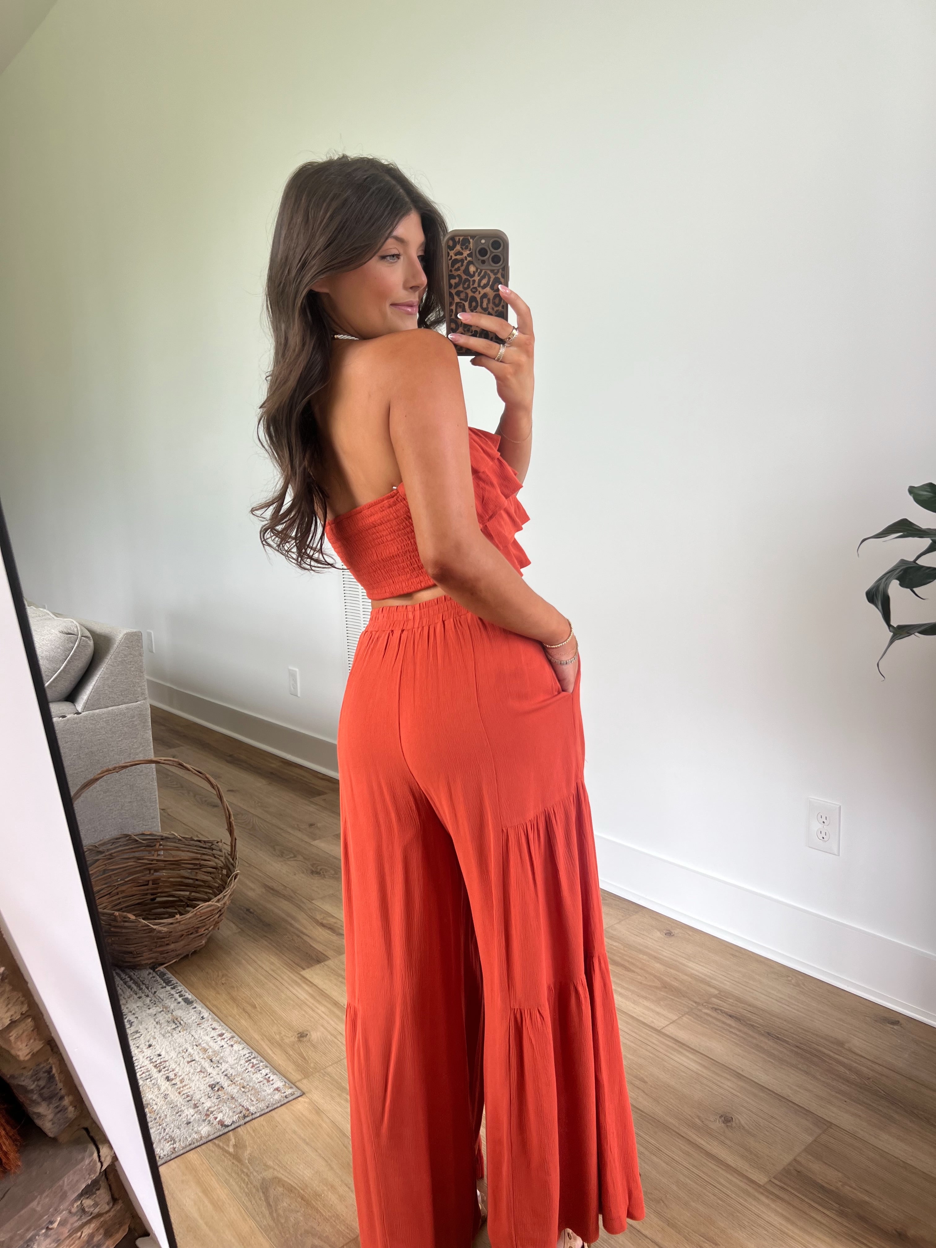Rust Ruffle Pants Set