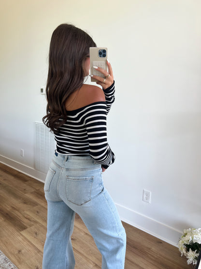 Stripe Off The Shoulder Top