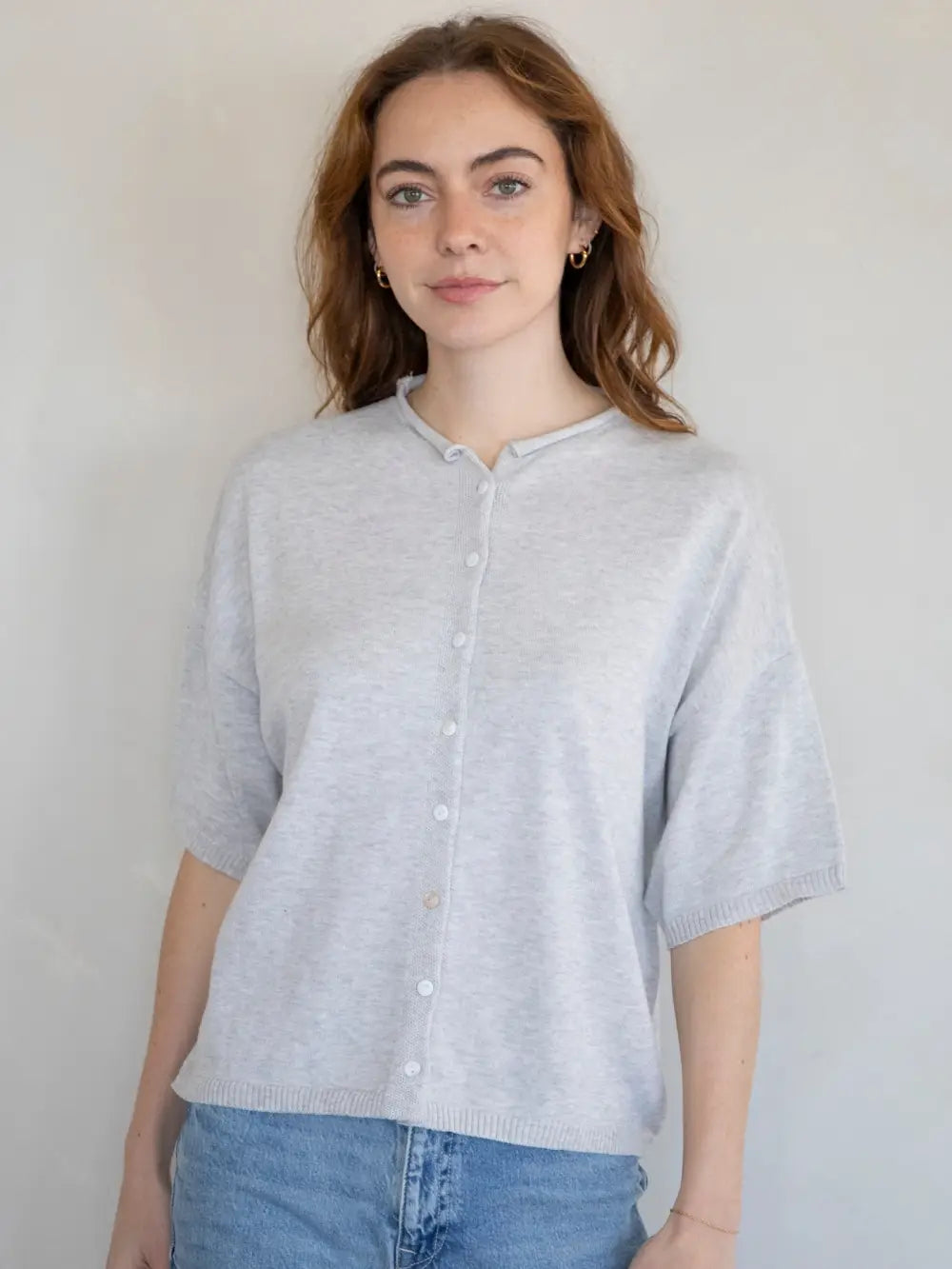 Grey Half-Sleeve Cardigan