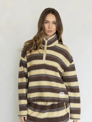 Retro Fleece Stripe Set (Honey/Brown)