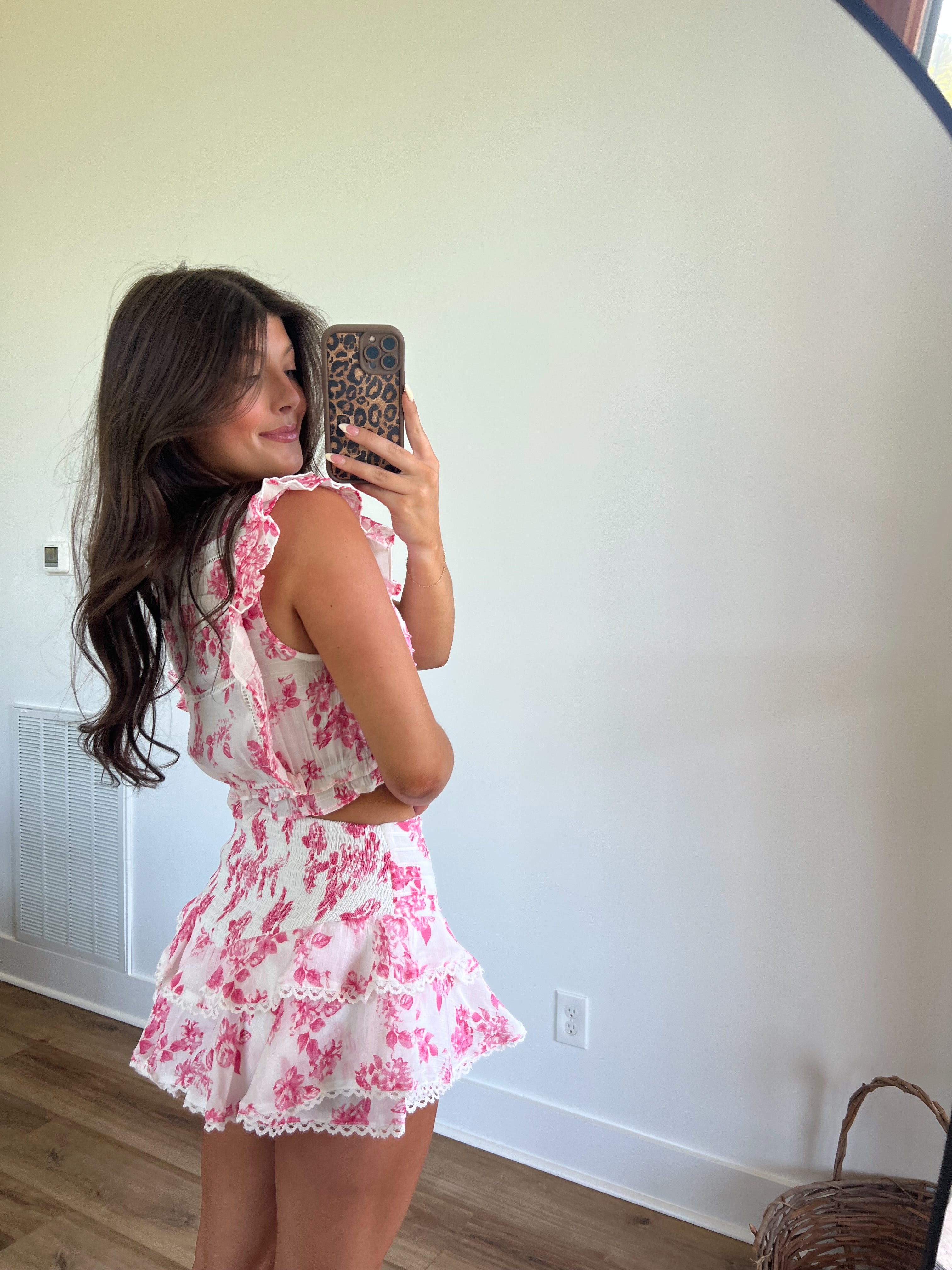 Pink Hawaiian Floral Skirt Set