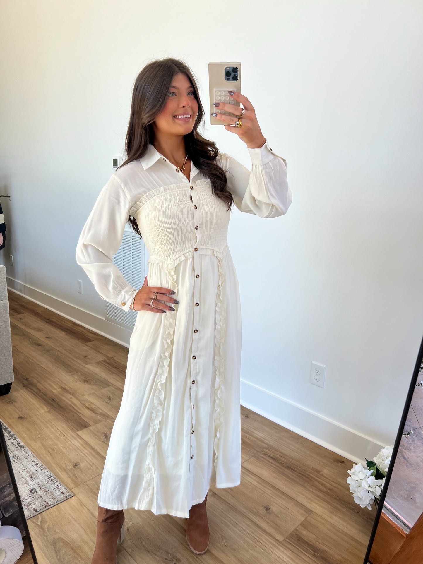 Cream Western Bodice Maxi Dress