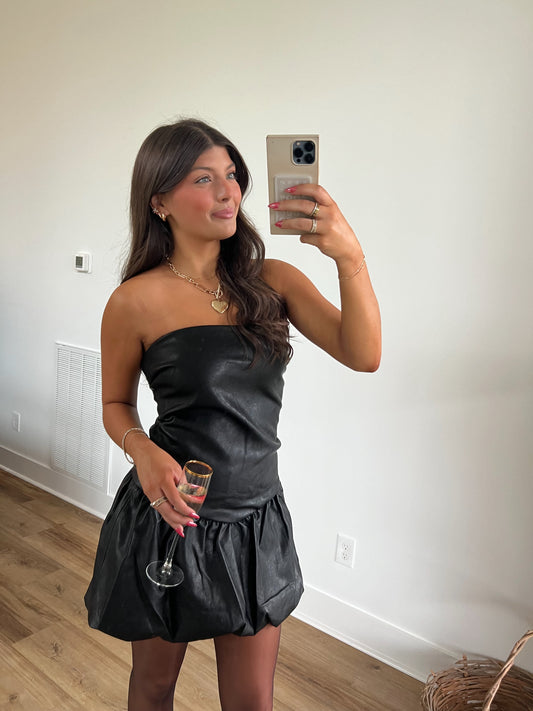 Late Night Leather Mini Dress