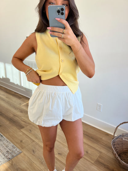 White Dainty Bubble Shorts