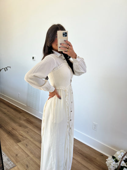 Cream Western Bodice Maxi Dress