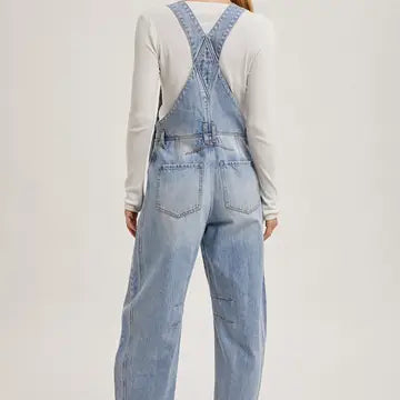 Light Wash Barrel Denim Overalls