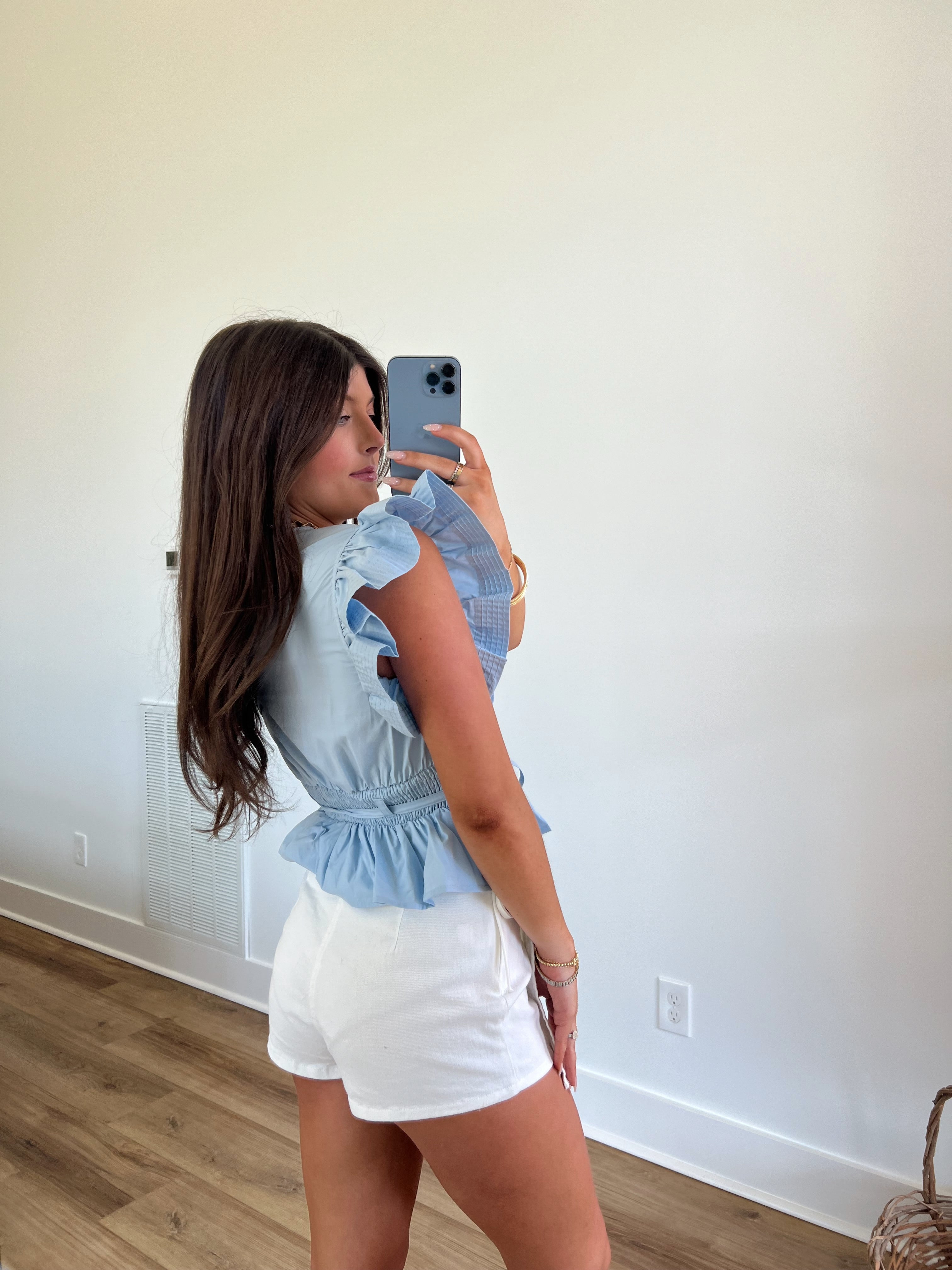 Baby Blue Prosecco Tie Top