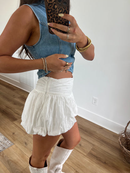White Eyelet Bubble Skort