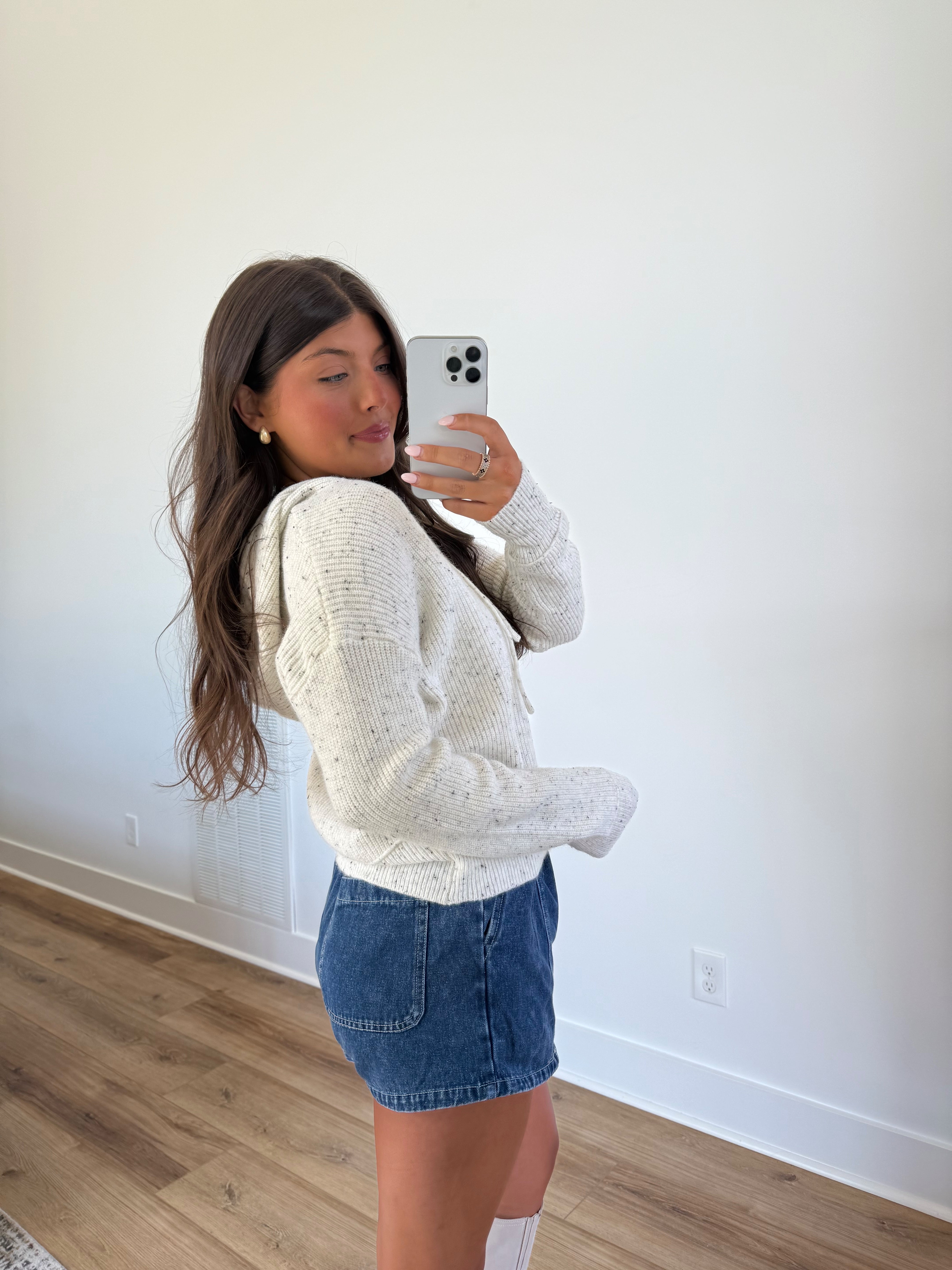 Oatmeal Speckle Hoodie Cardigan