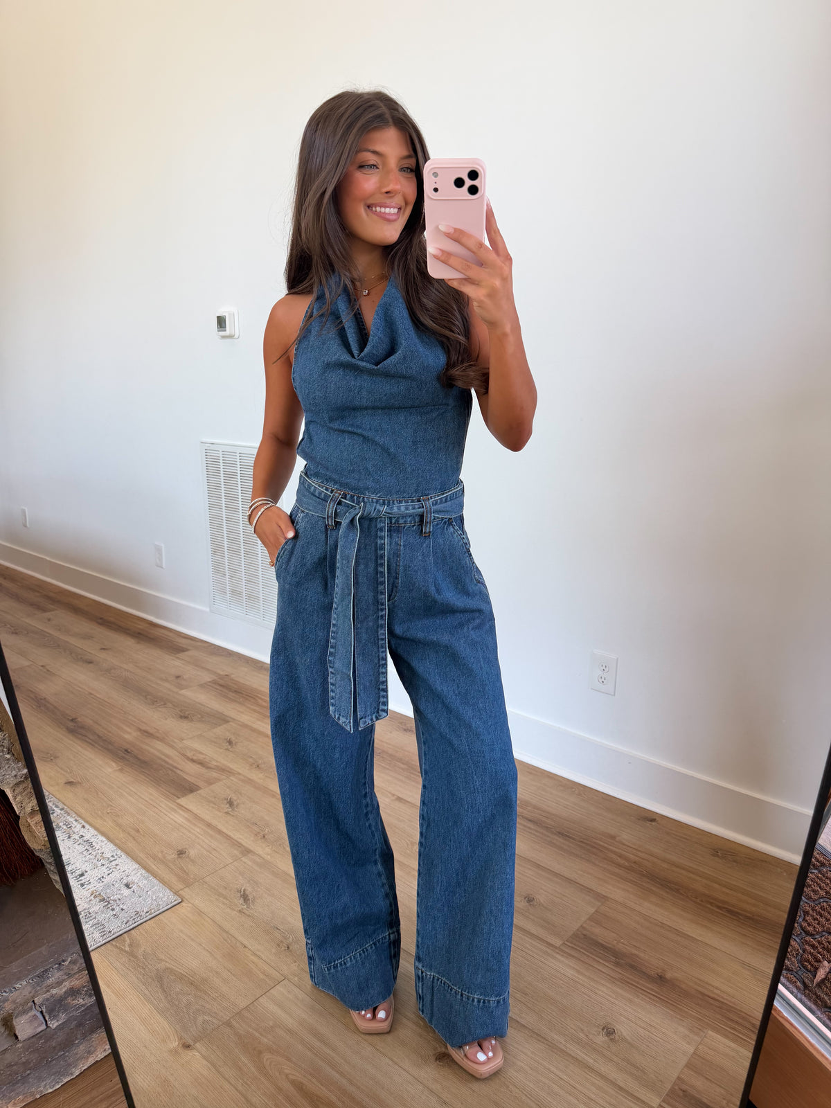 Halter Denim Jumpsuit