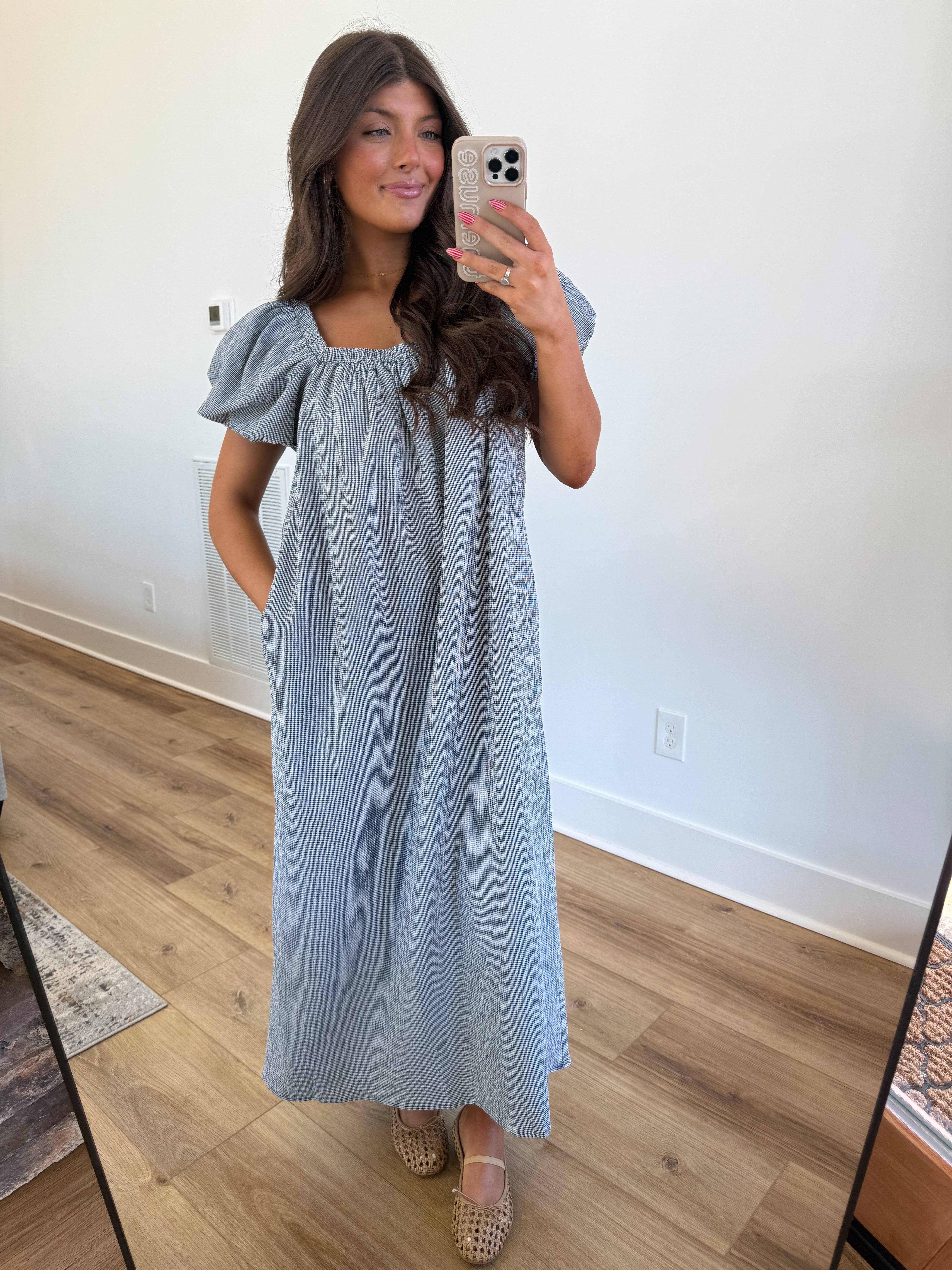 The Milly Dress (Navy Gingham)
