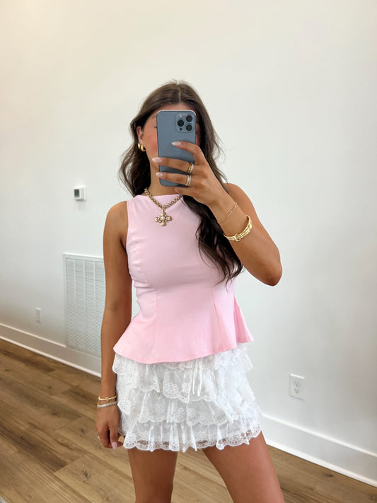 Baby Pink Back Tie Top