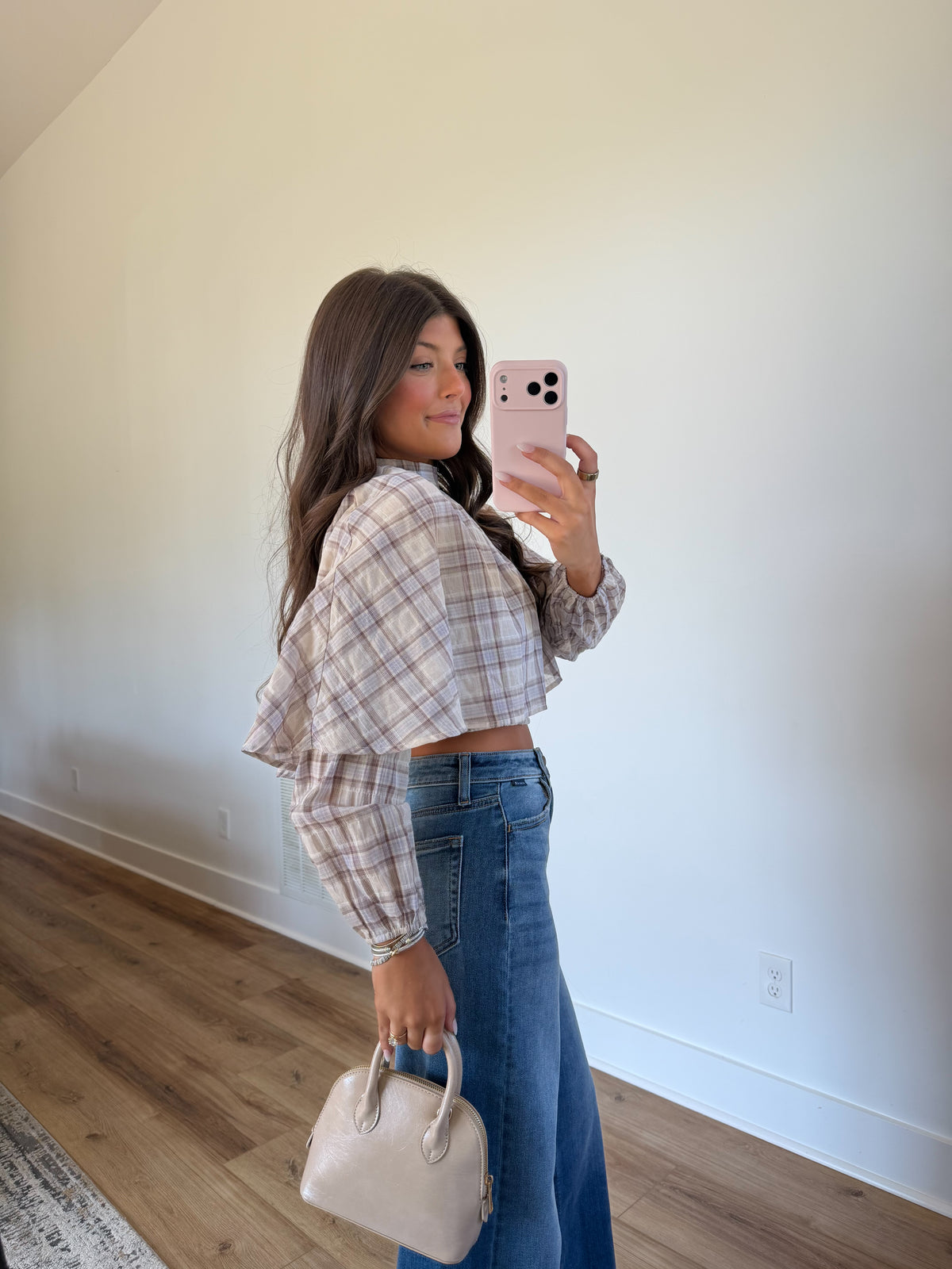 Plaid Cape Blouse