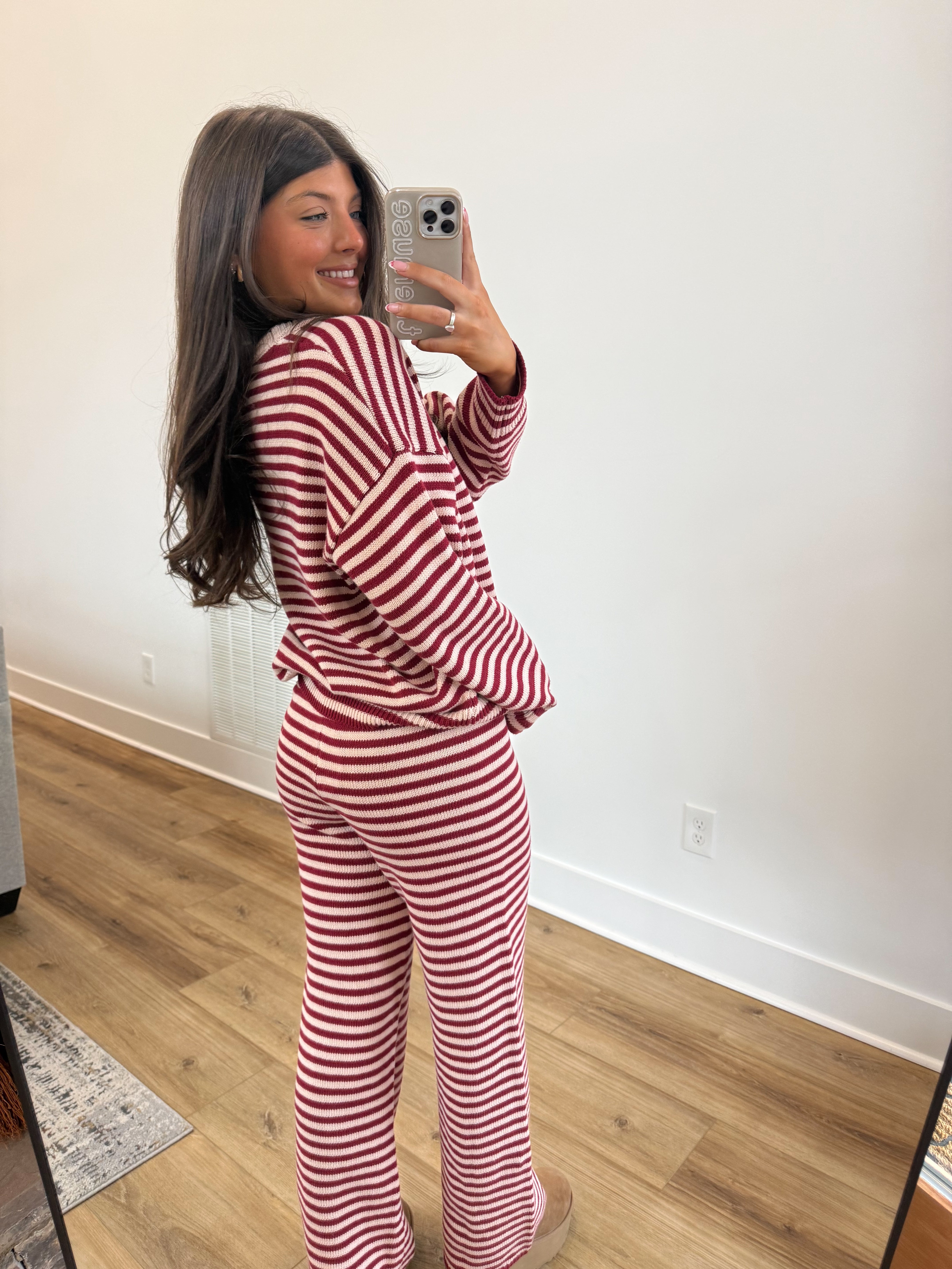 Stripe Lounge Set (Burgundy/Cream)