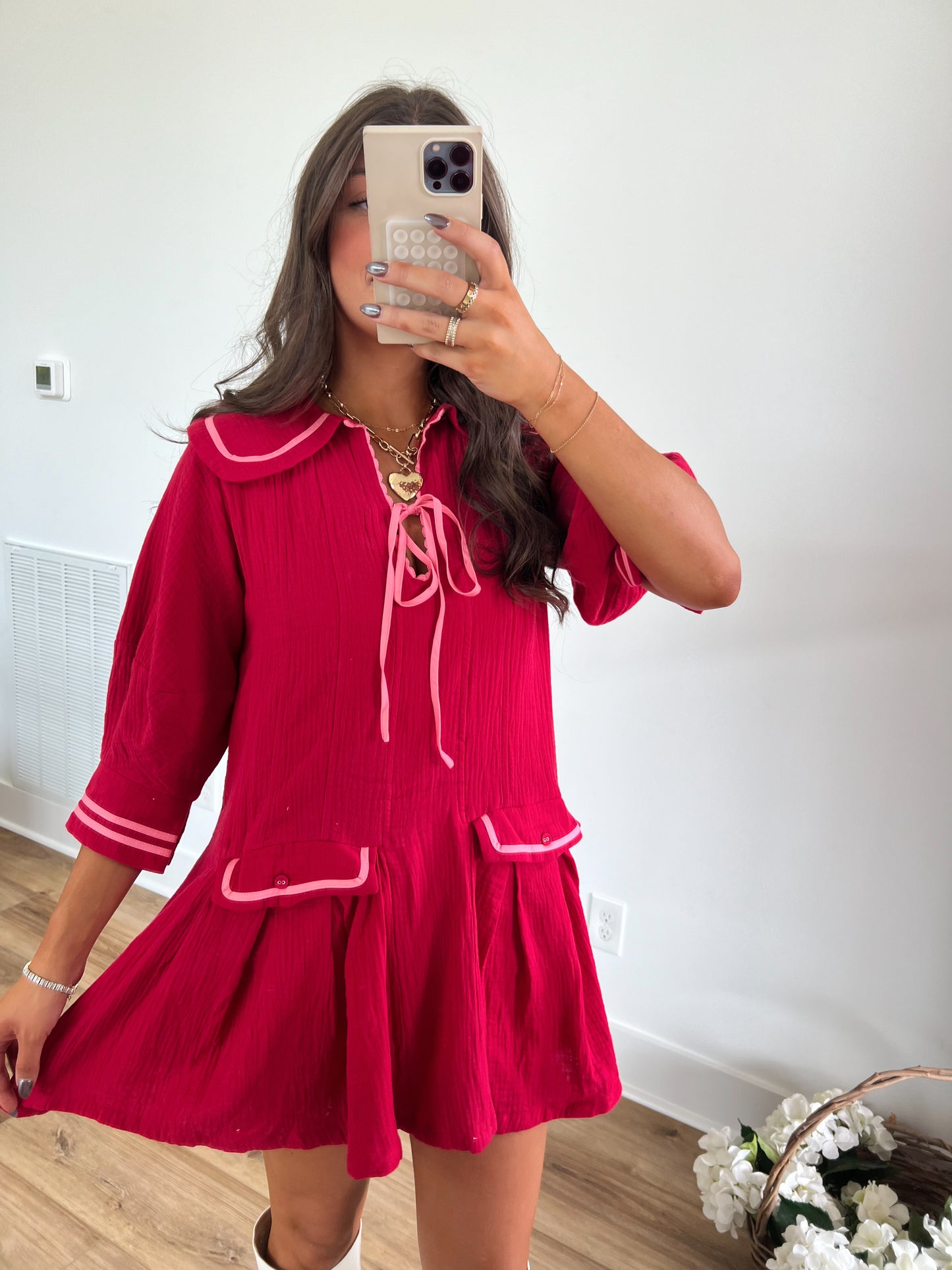 Pink Detail Sailor Dress