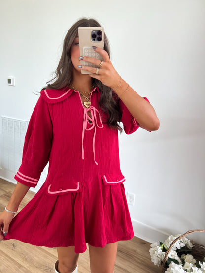 Pink Detail Sailor Dress