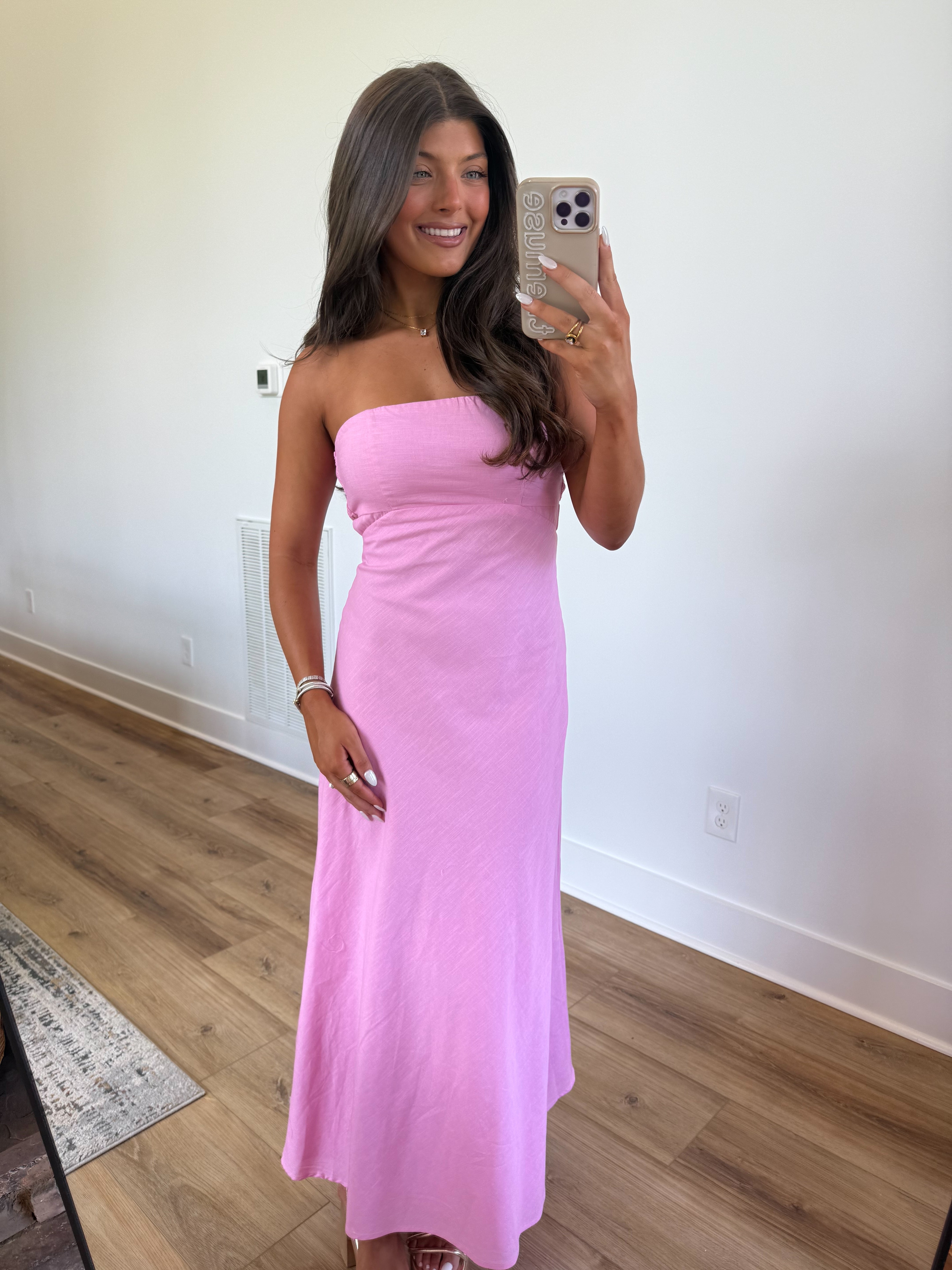 Pink Linen Maxi Dress