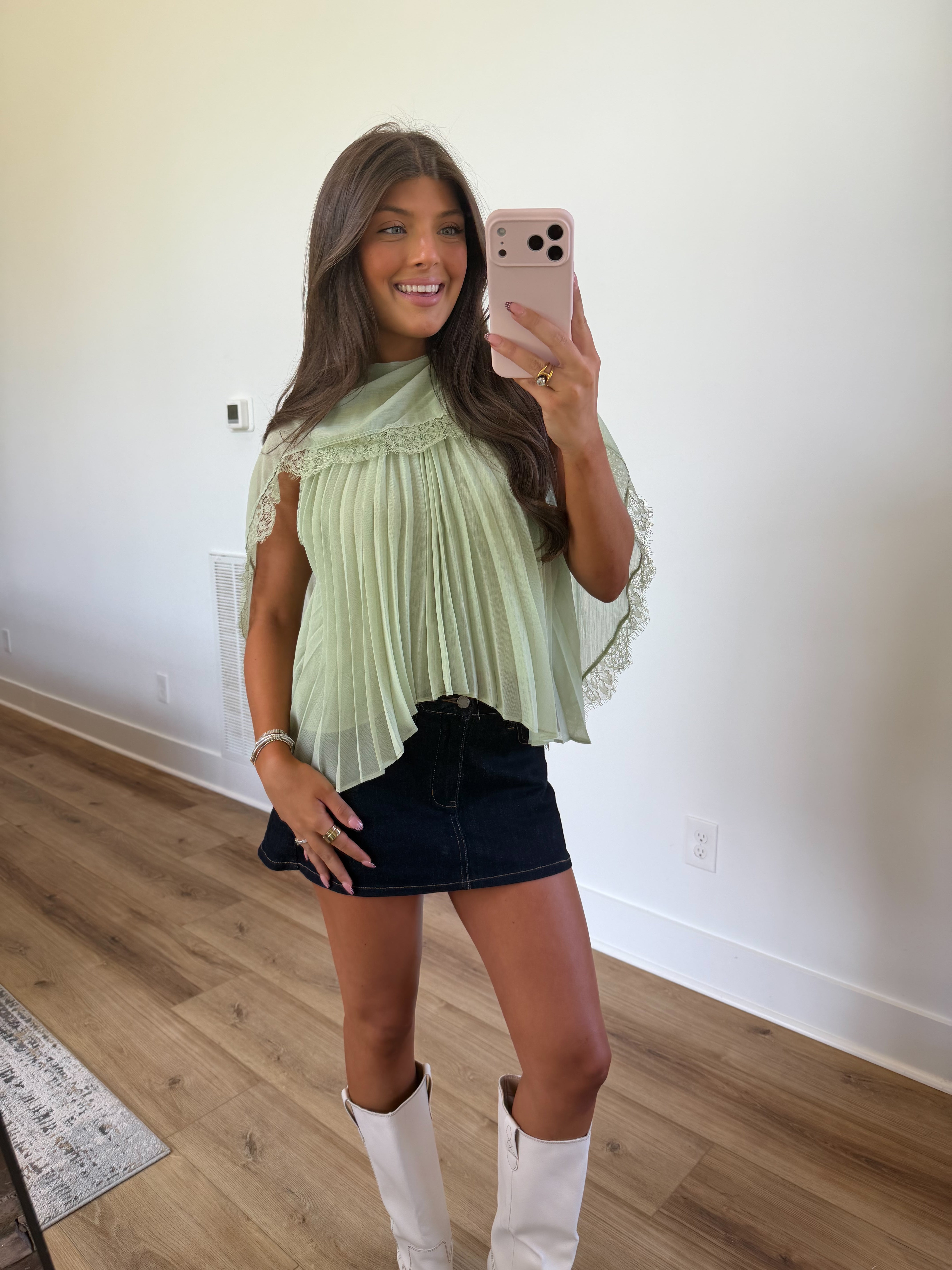 Sage Pleat Blouse